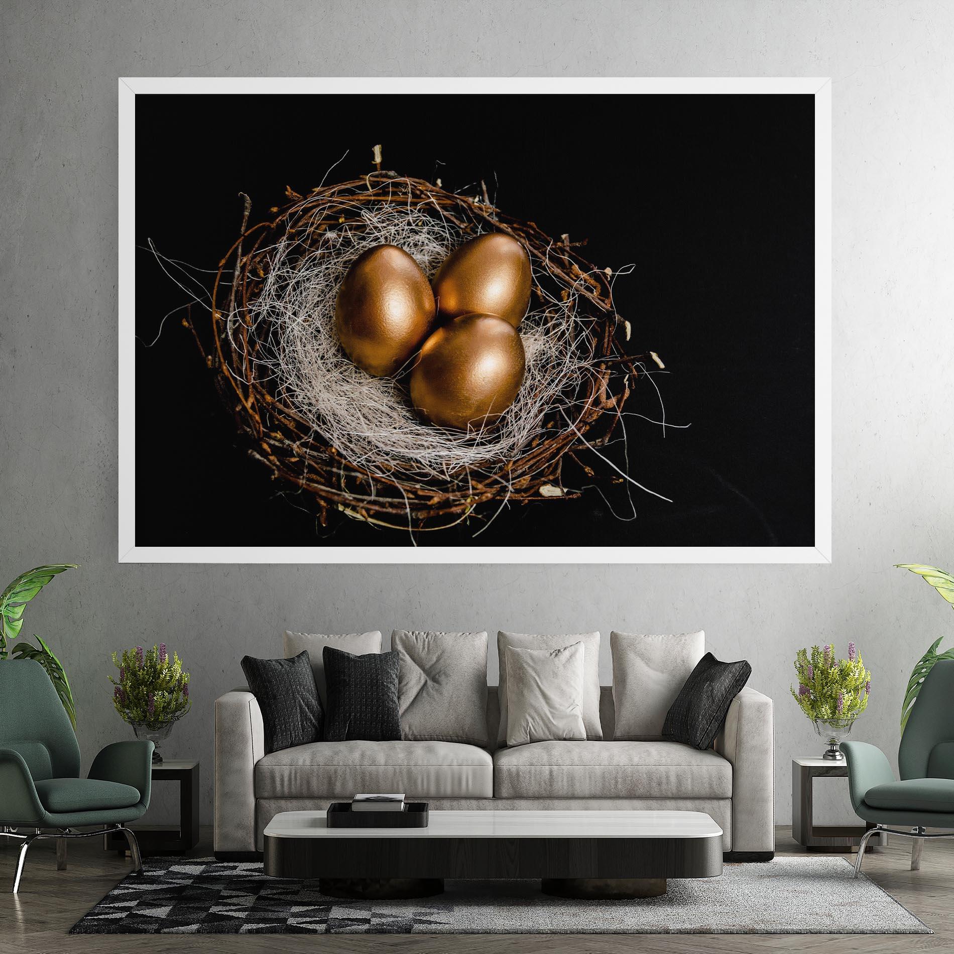 Leinwandbild Pretty Golden Easter Eggs mockup 7