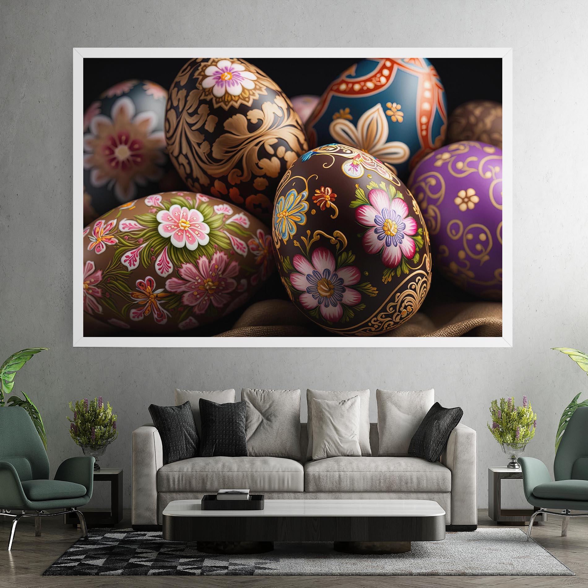 Leinwandbild Pretty Painted Eggs mockup 7