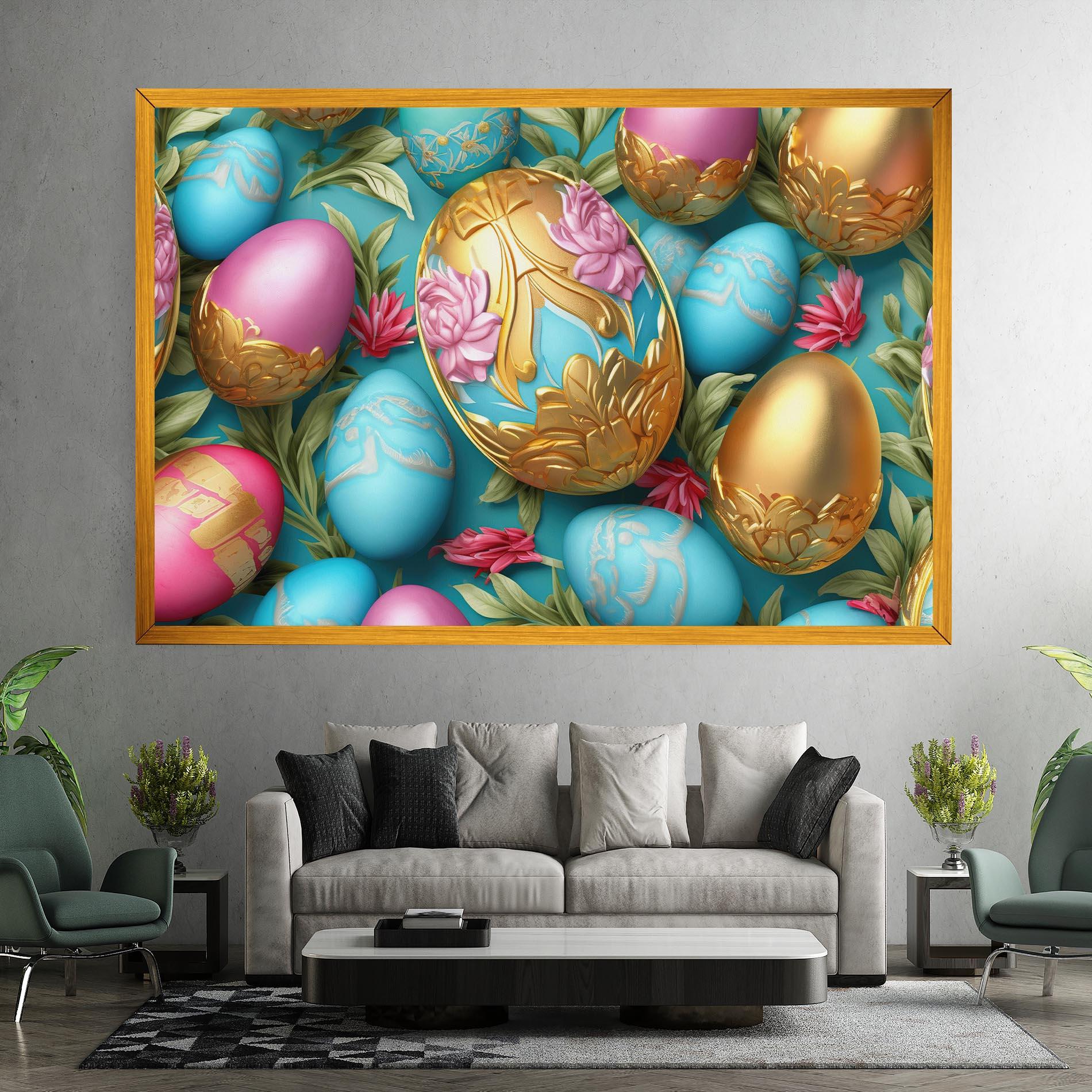 Leinwandbild Blue Pink Easter Egs mockup 7