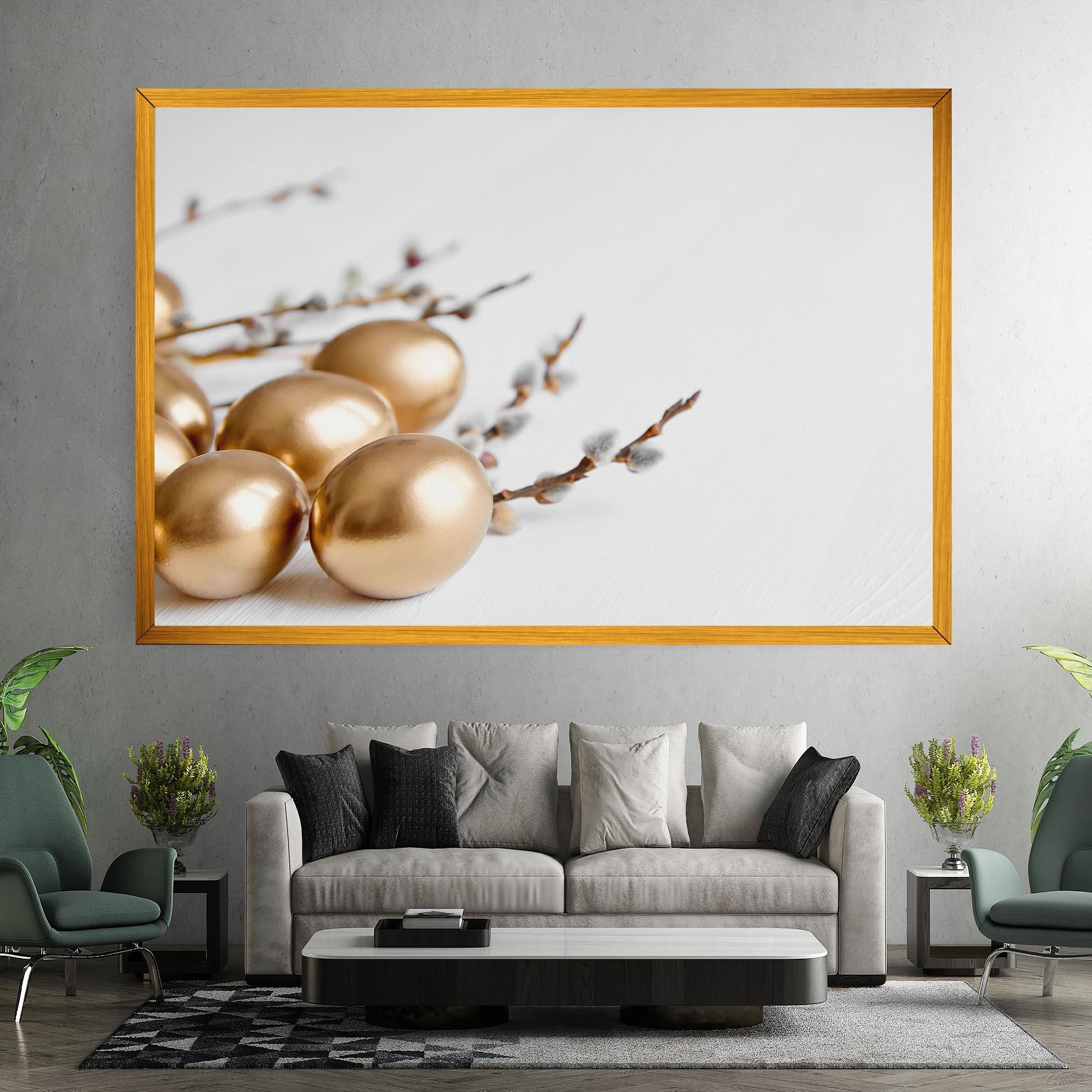 Leinwandbild Easter Gold Eggs mockup 7