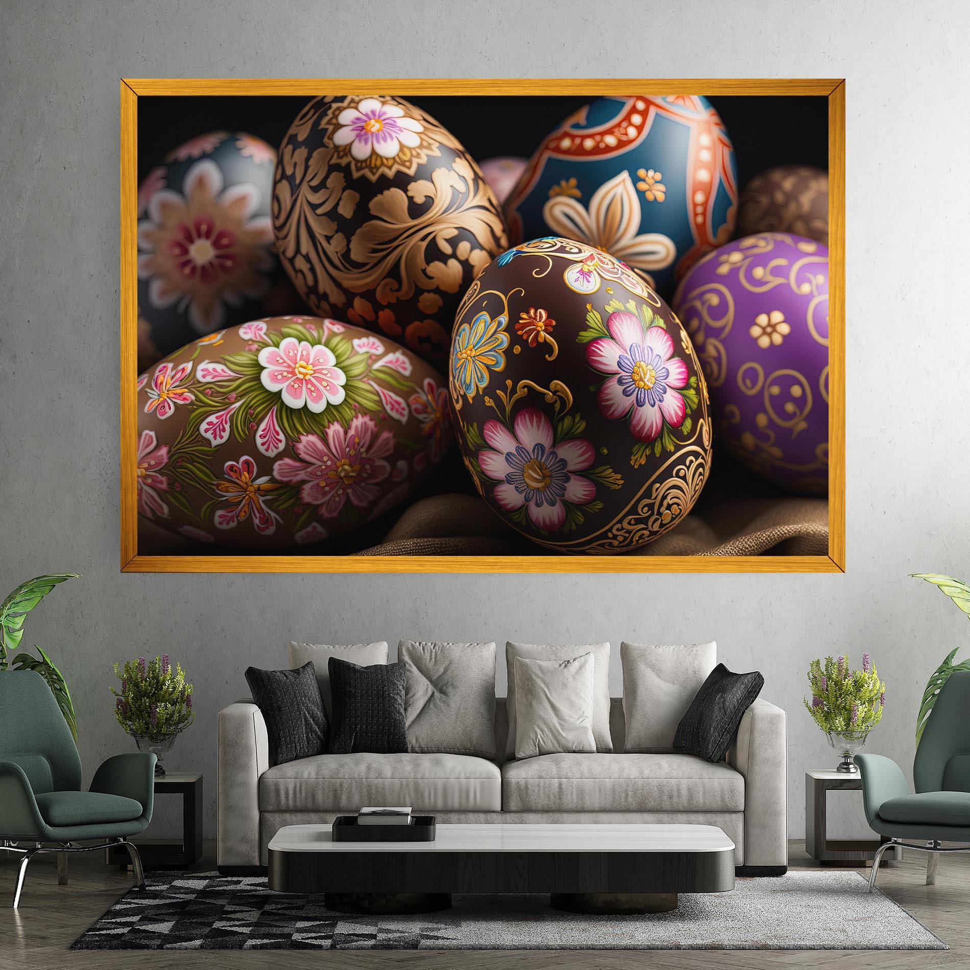 Leinwandbild Pretty Painted Eggs mockup 7