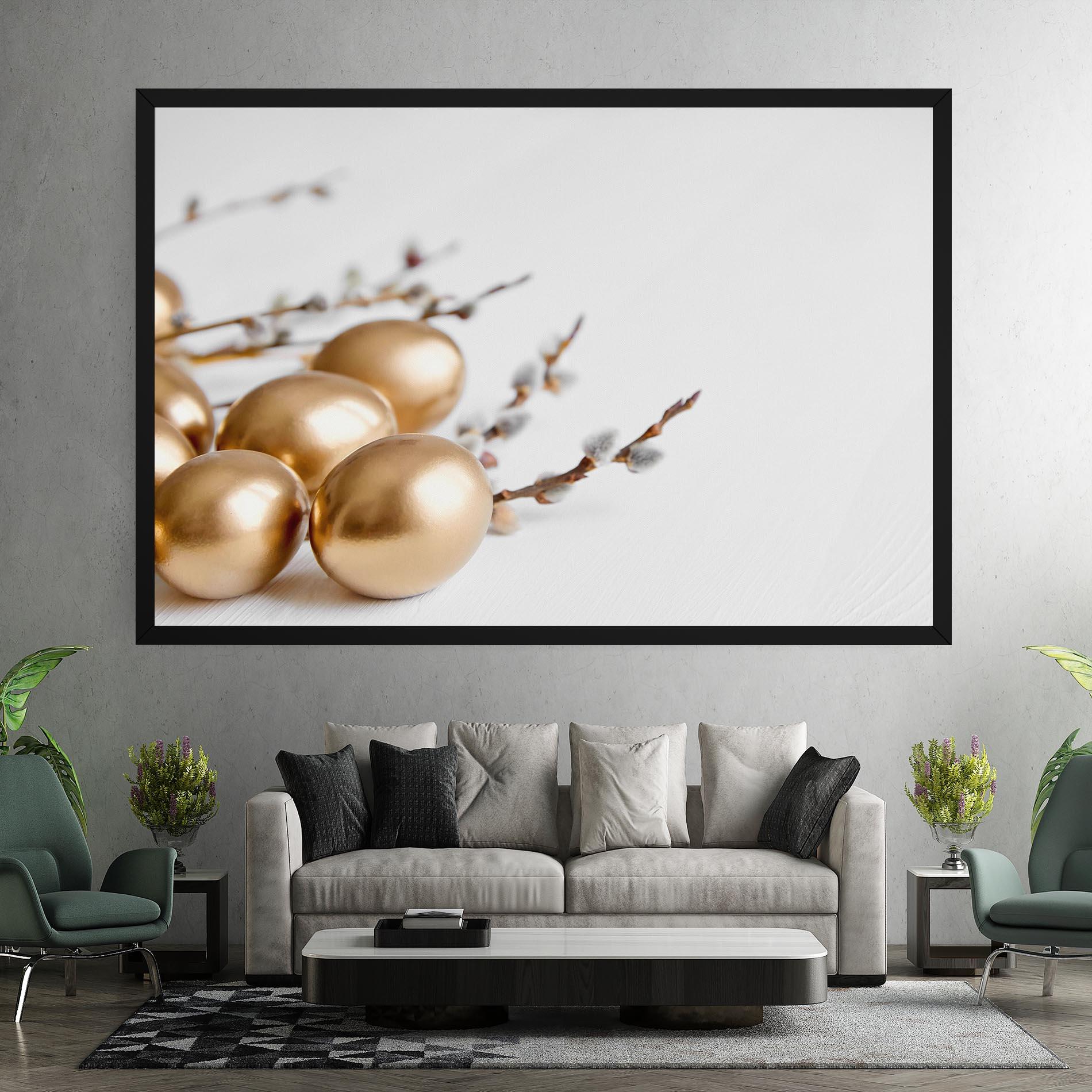 Leinwandbild Easter Gold Eggs mockup 7