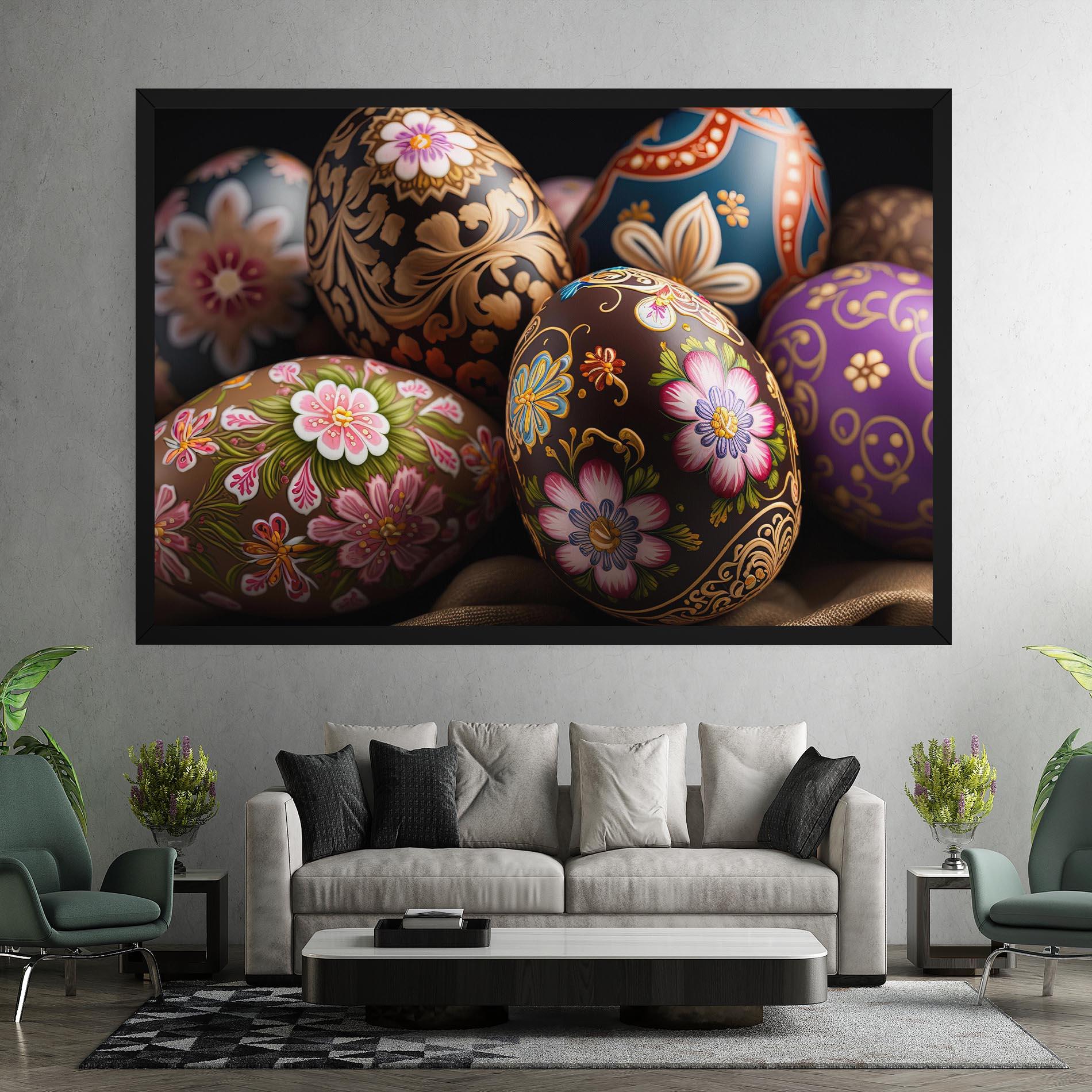 Leinwandbild Pretty Painted Eggs mockup 7