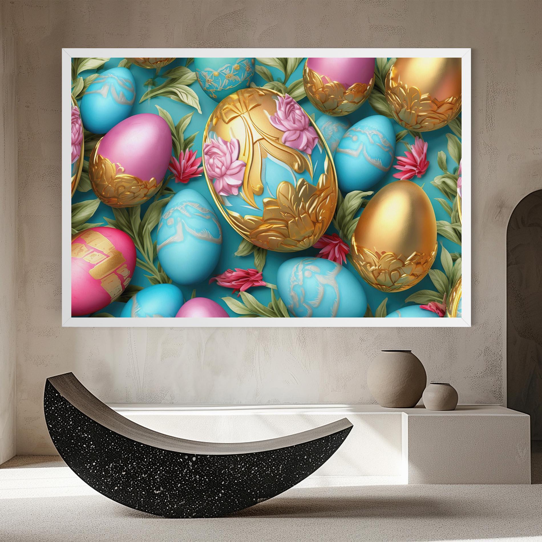 Leinwandbild Blue Pink Easter Egs mockup 8