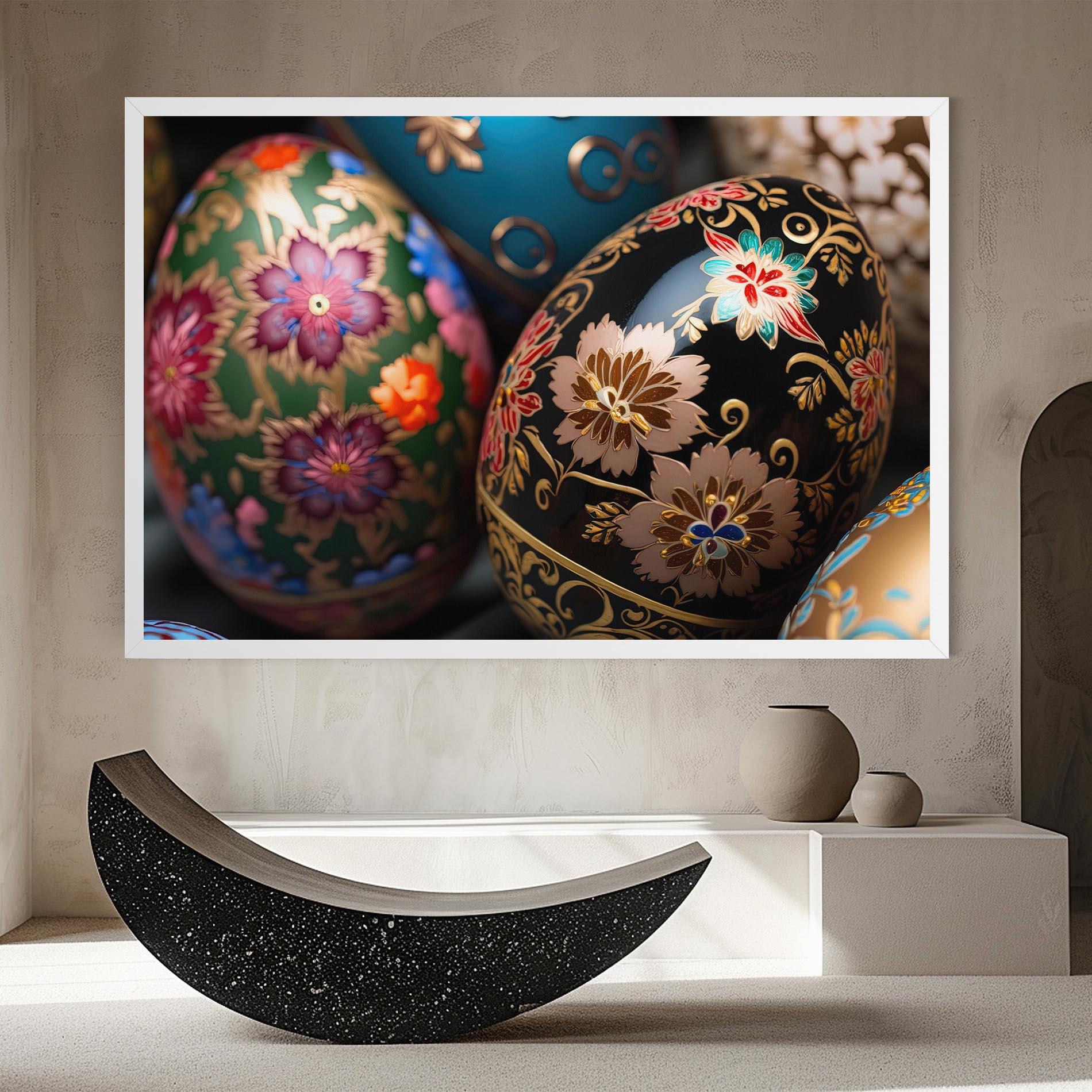 Leinwandbild Close Up Painted Eggs mockup 8