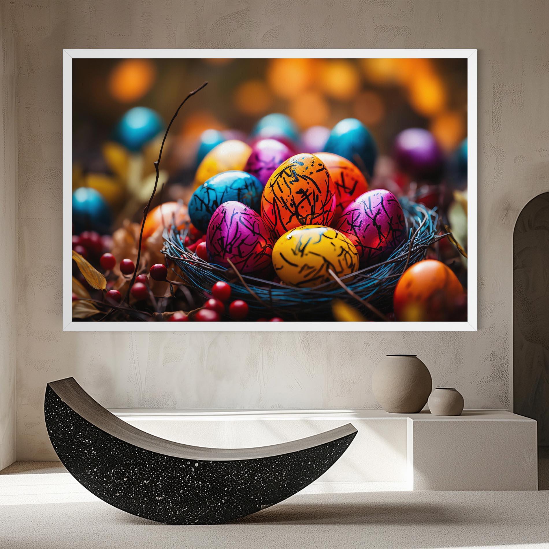 Leinwandbild Colorful Easter Eggs mockup 8