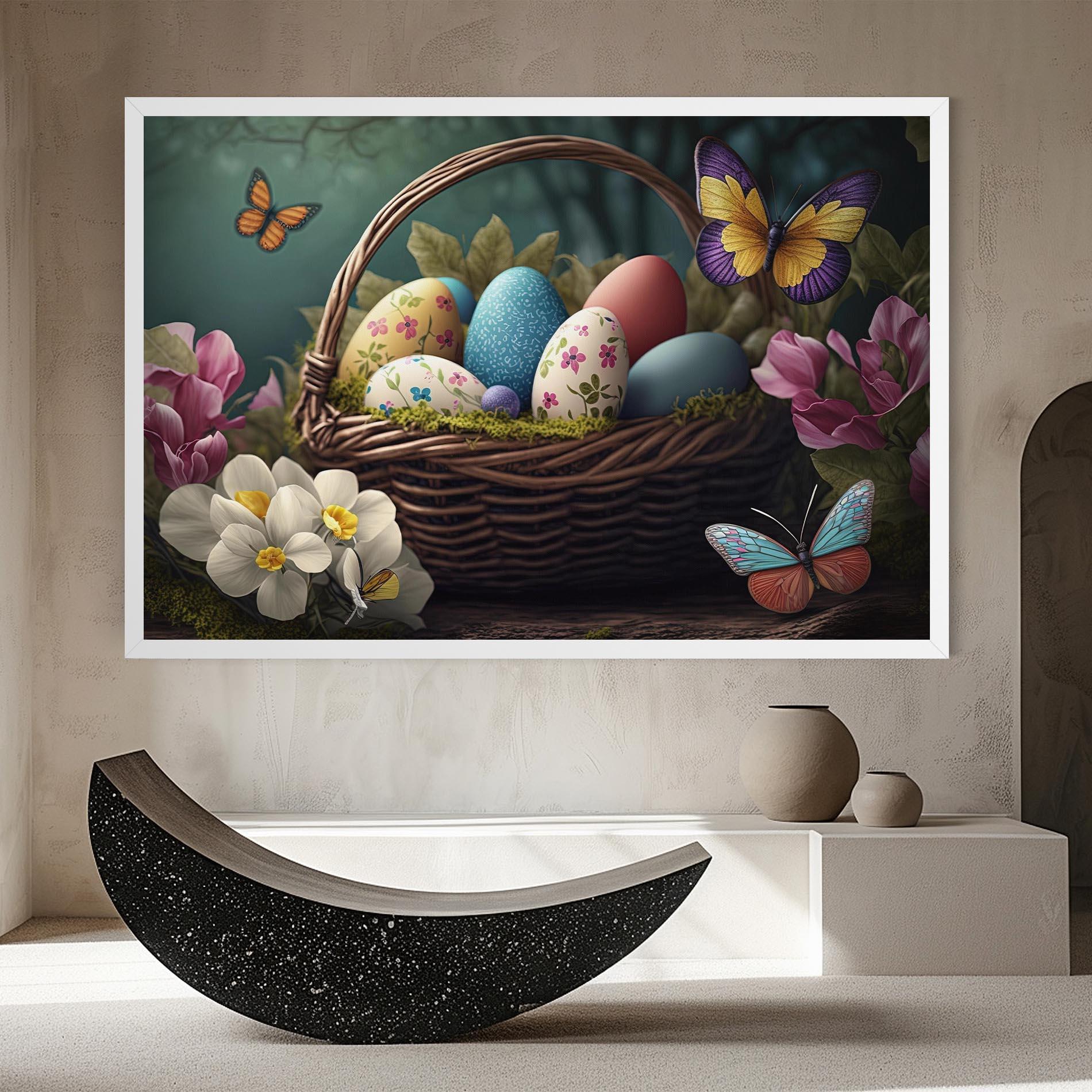 Leinwandbild Easter Eggs Butterfly mockup 8