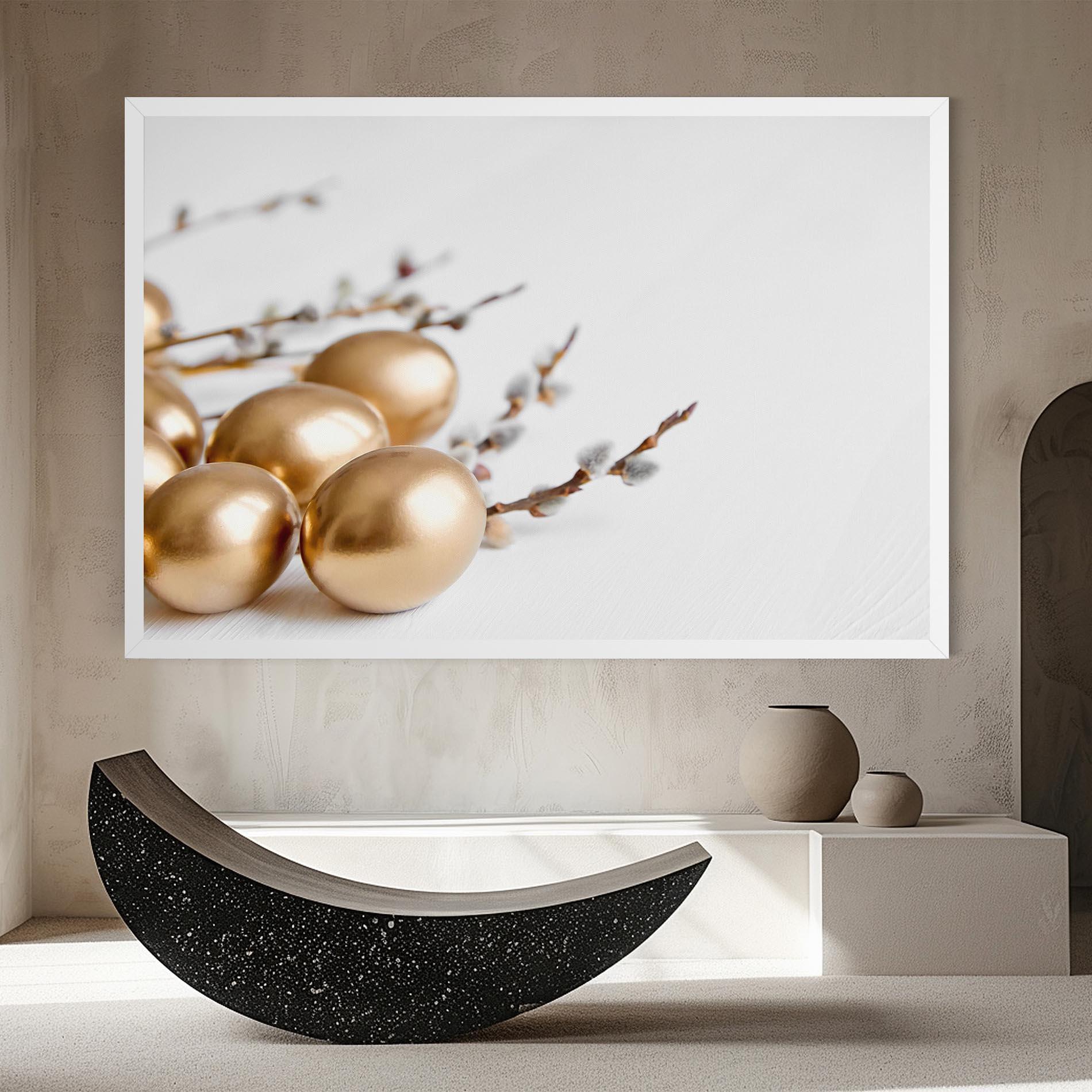 Leinwandbild Easter Gold Eggs mockup 8
