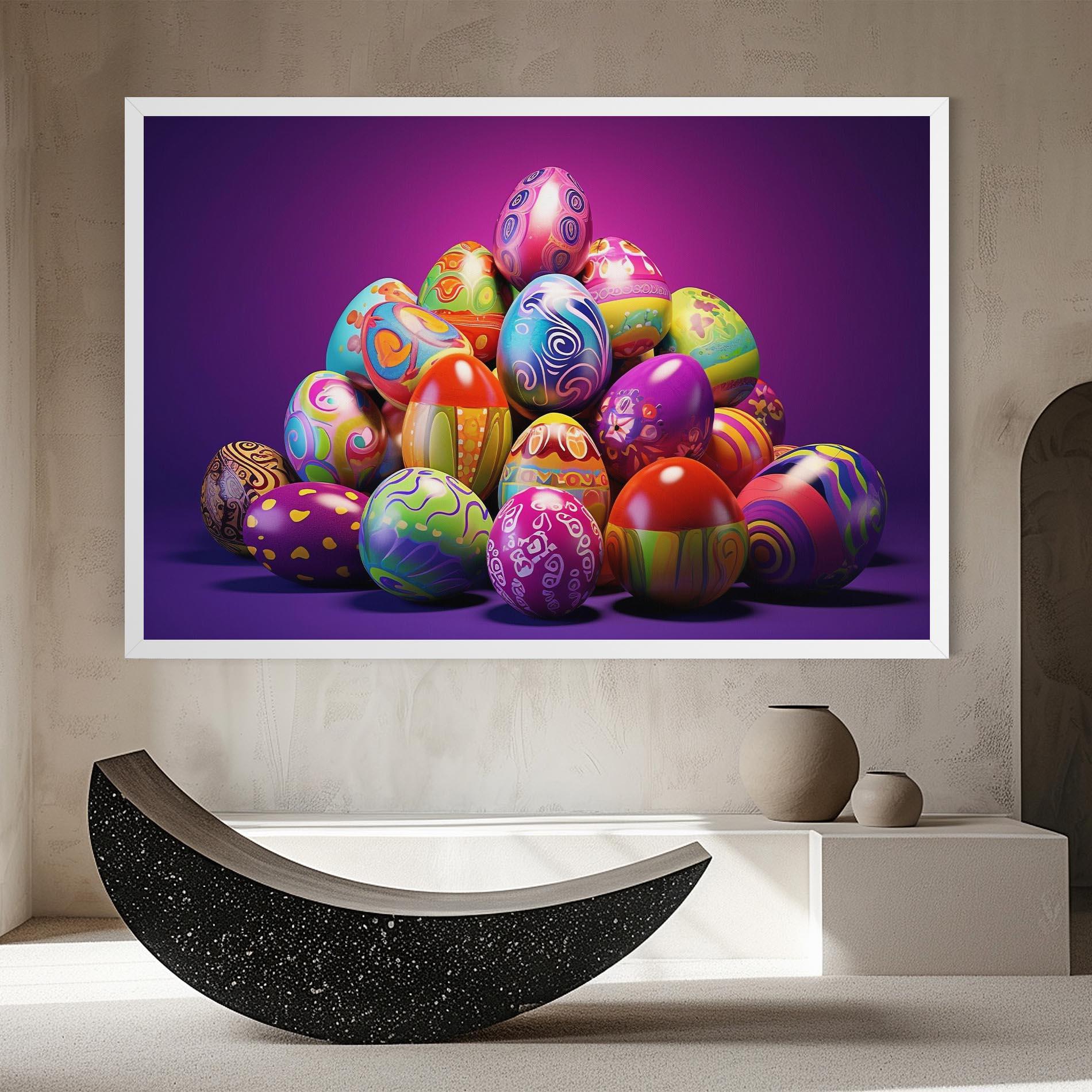 Leinwandbild Pile Colorful Eggs mockup 8