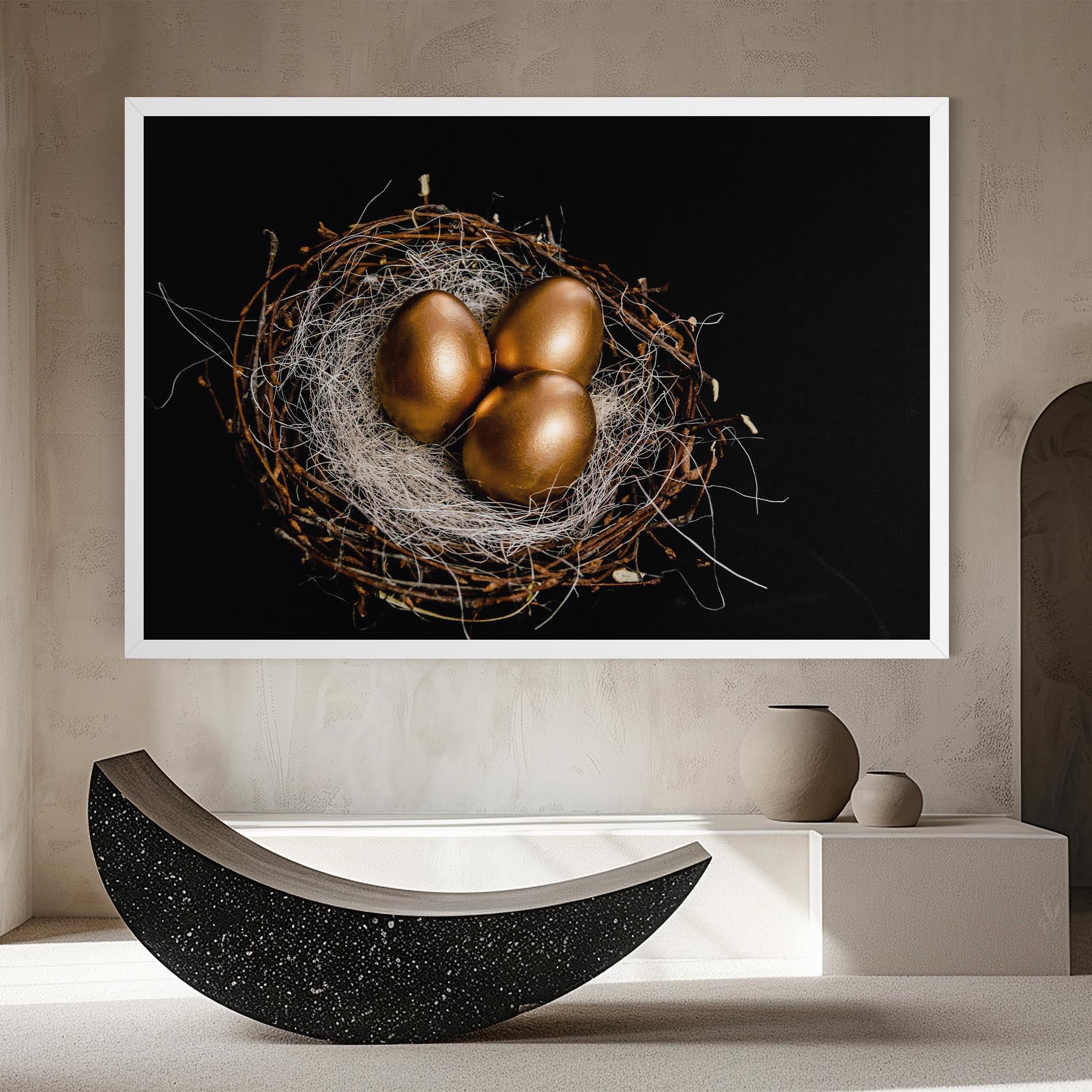 Leinwandbild Pretty Golden Easter Eggs mockup 8
