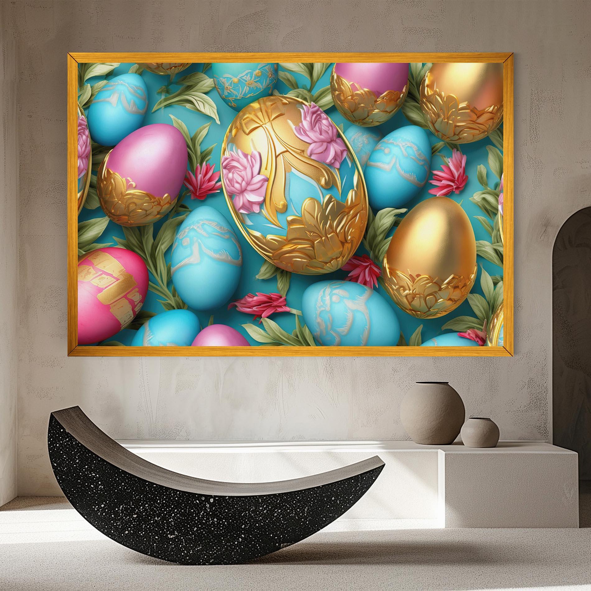 Leinwandbild Blue Pink Easter Egs mockup 8