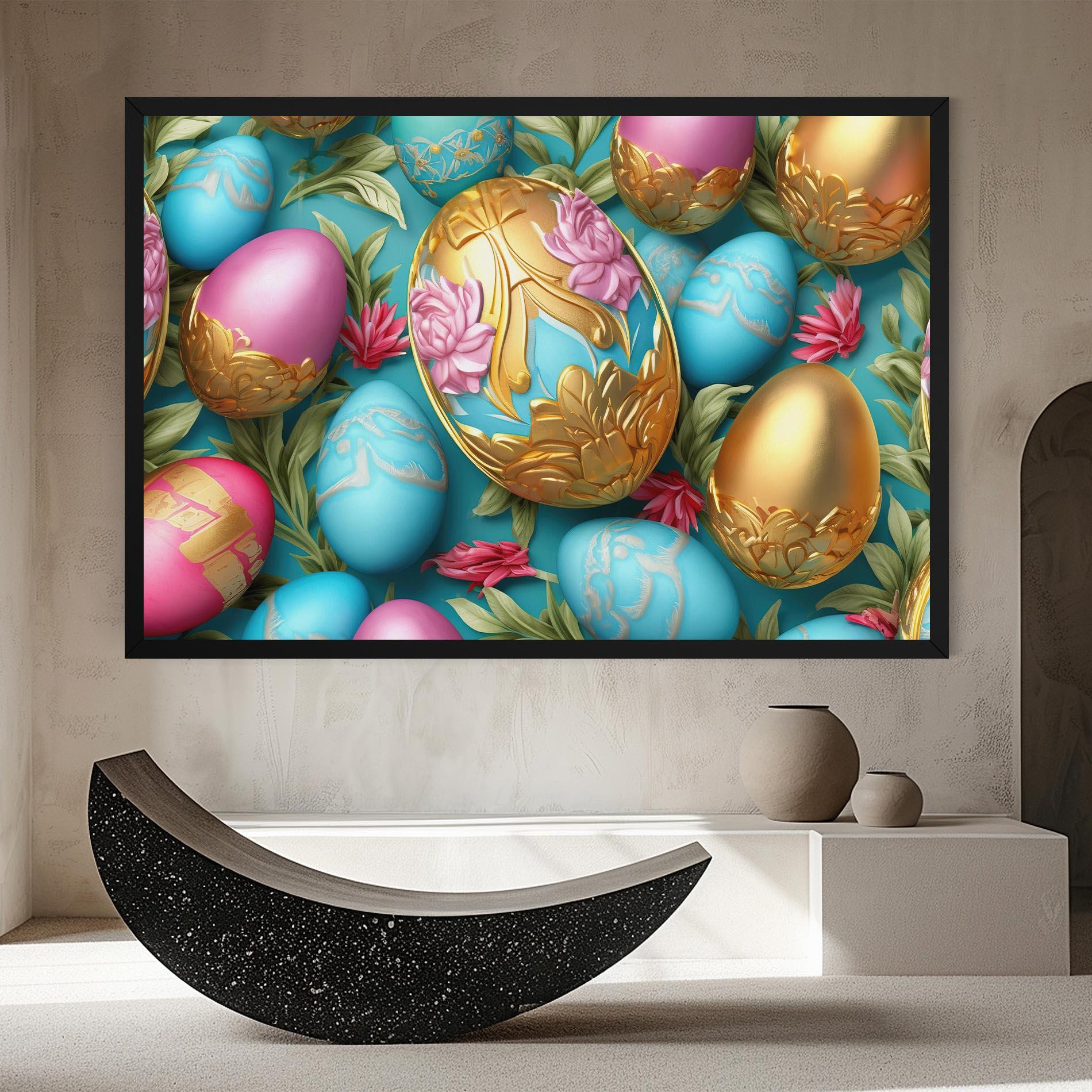 Leinwandbild Blue Pink Easter Egs mockup 8