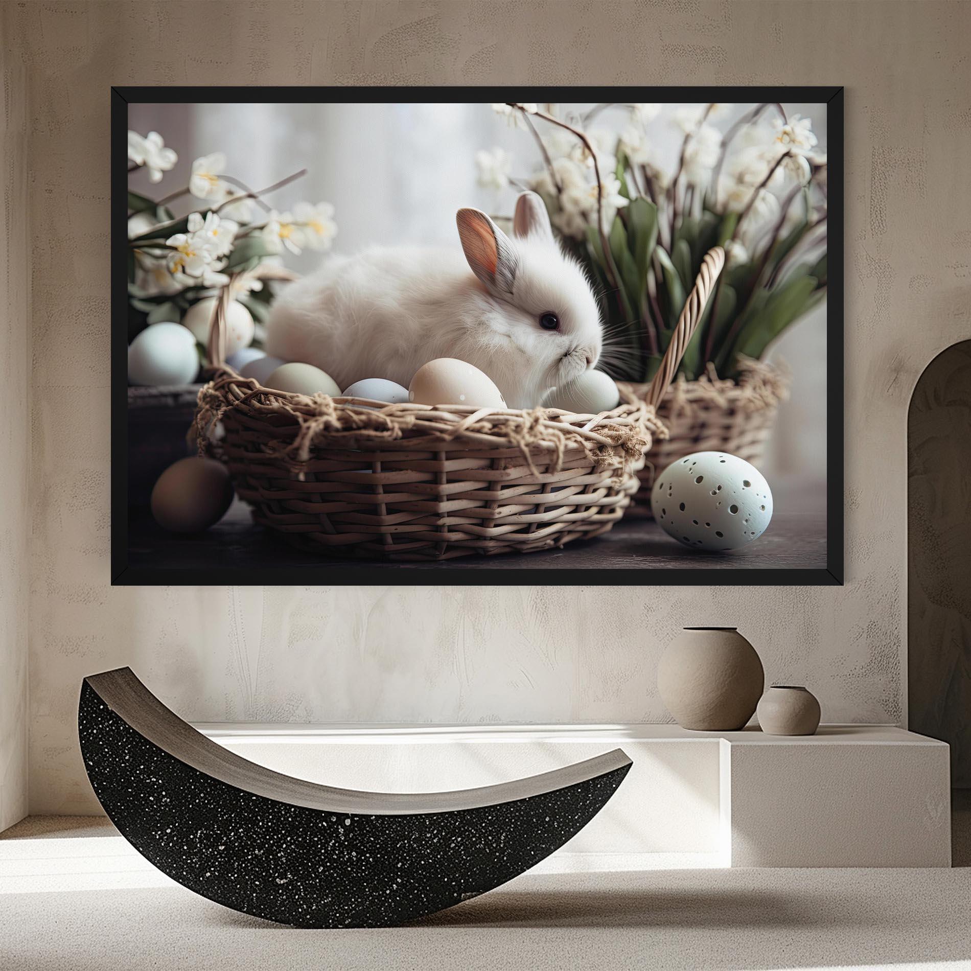 Leinwandbild Cute White Easter Eggs mockup 8