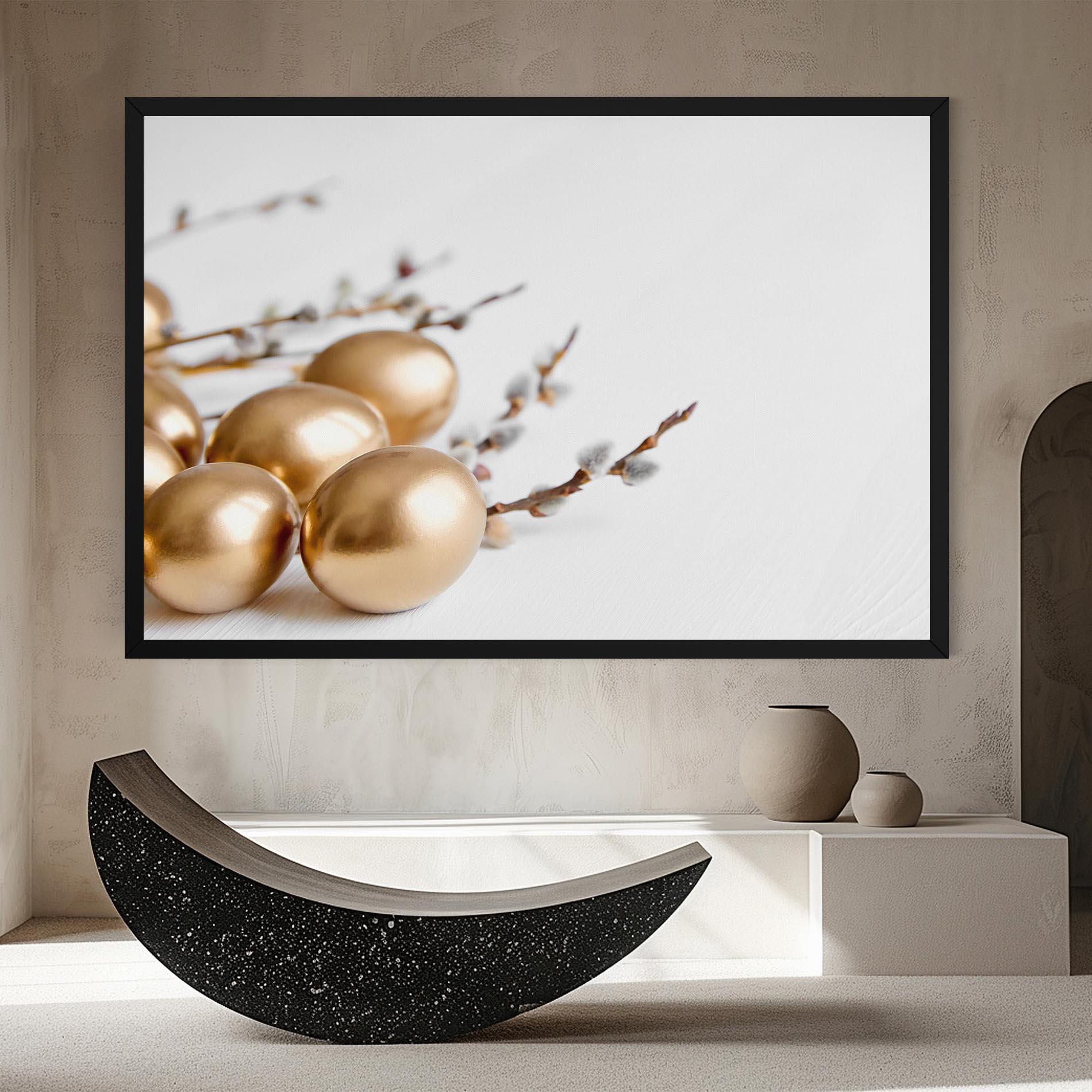 Leinwandbild Easter Gold Eggs mockup 8