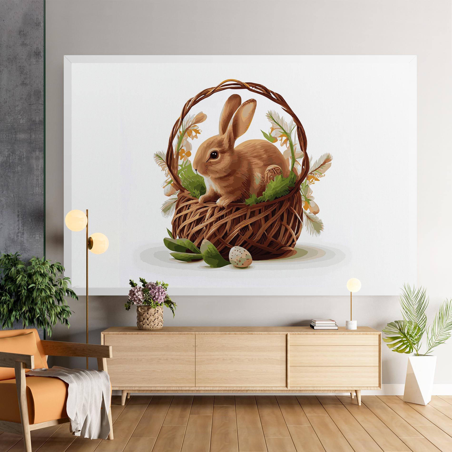 Leinwandbild Bunny In Basket mockup 9