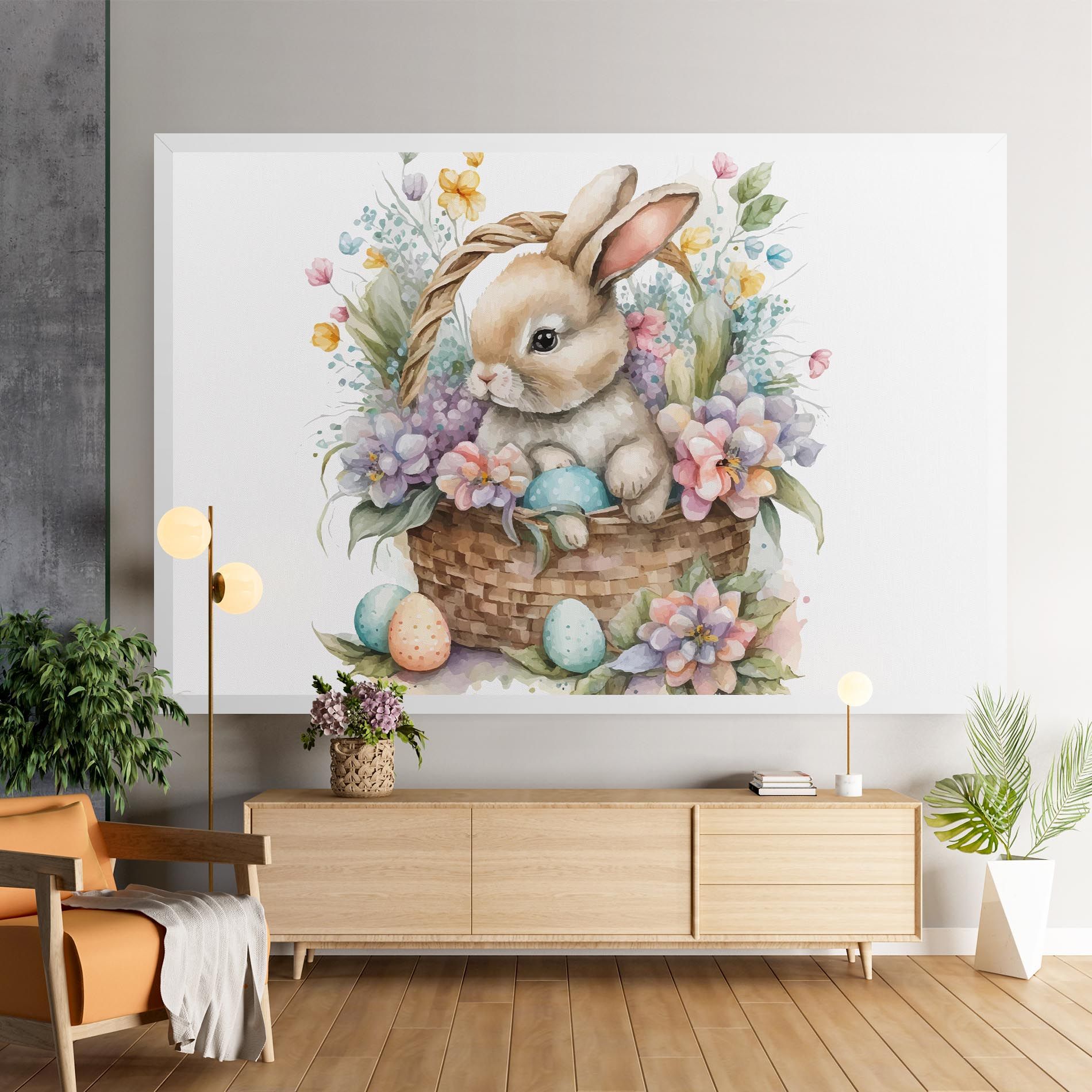 Cute Bunny In Basket mockup 9