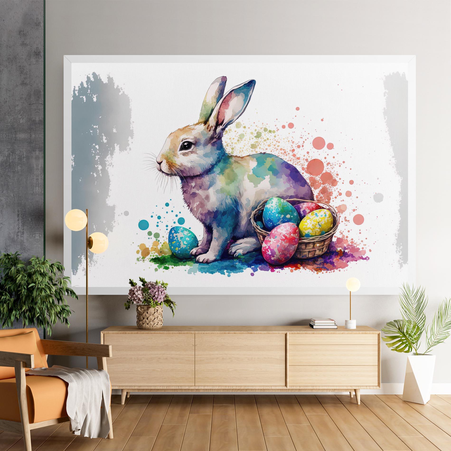 Leinwandbild Easter Bunny Watercolor mockup 9