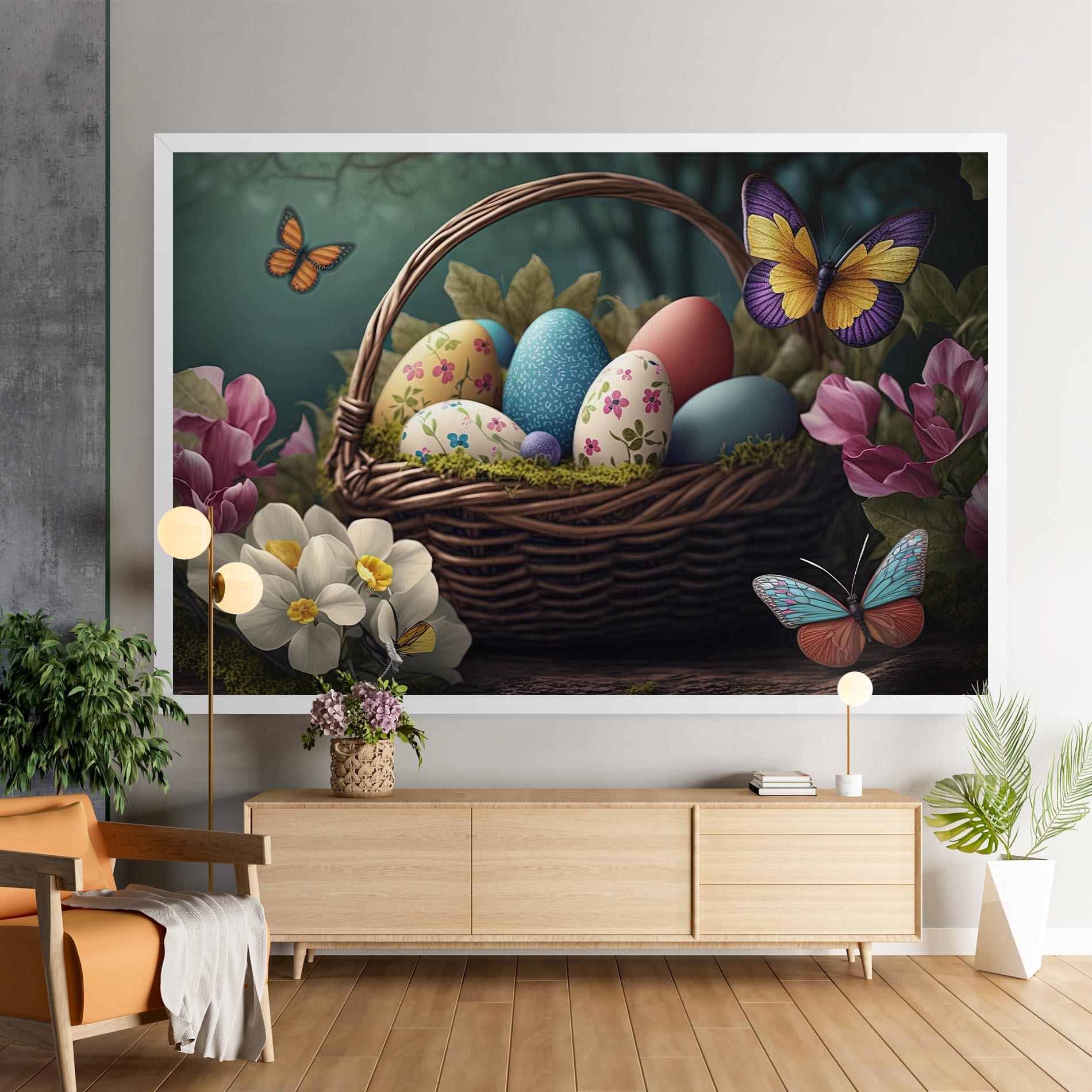 Leinwandbild Easter Eggs Butterfly mockup 9