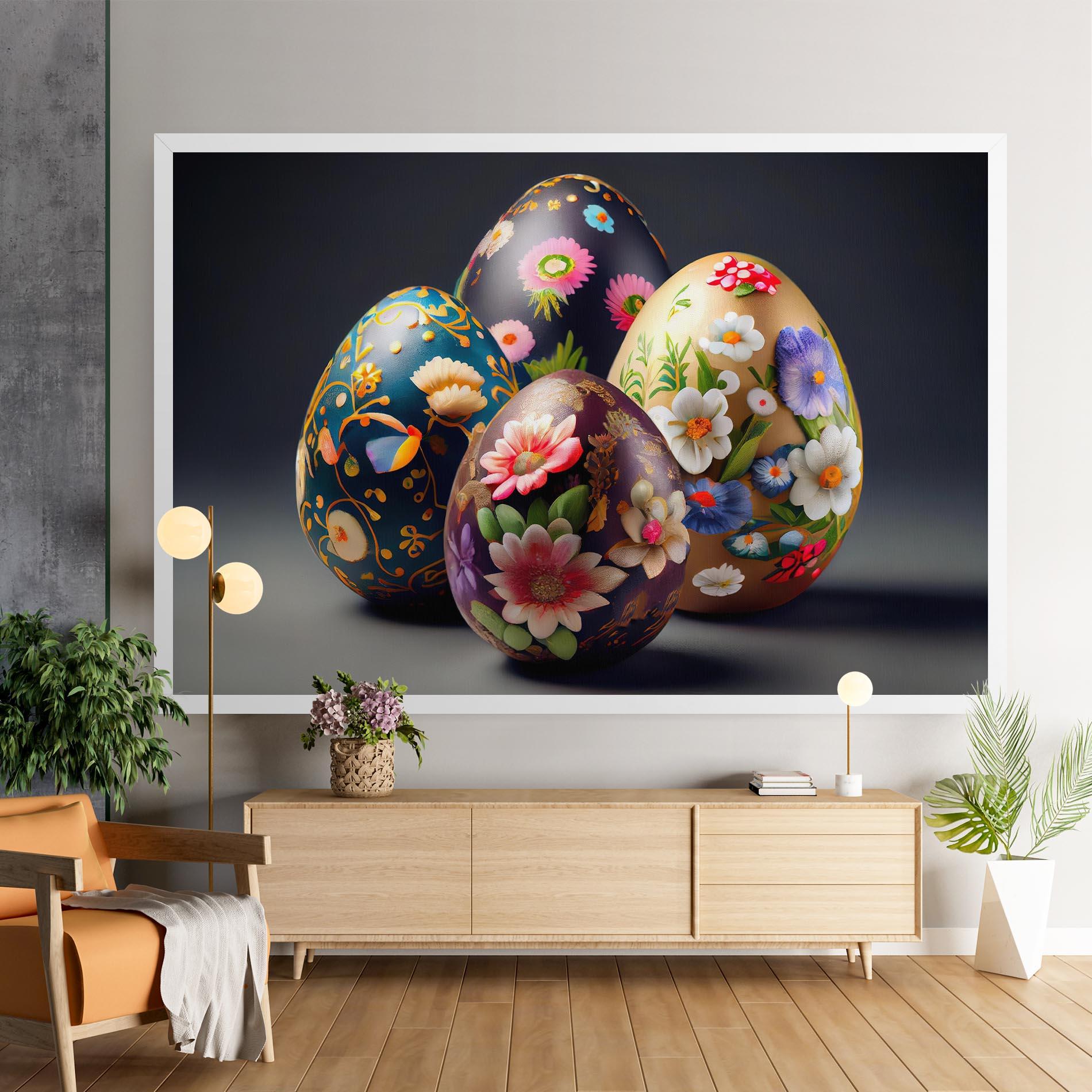 Leinwandbild Easter Egs Flowers mockup 9