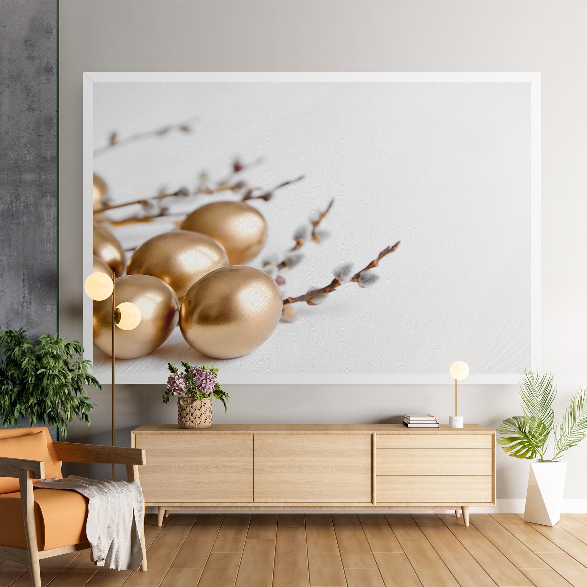 Leinwandbild Easter Gold Eggs mockup 9