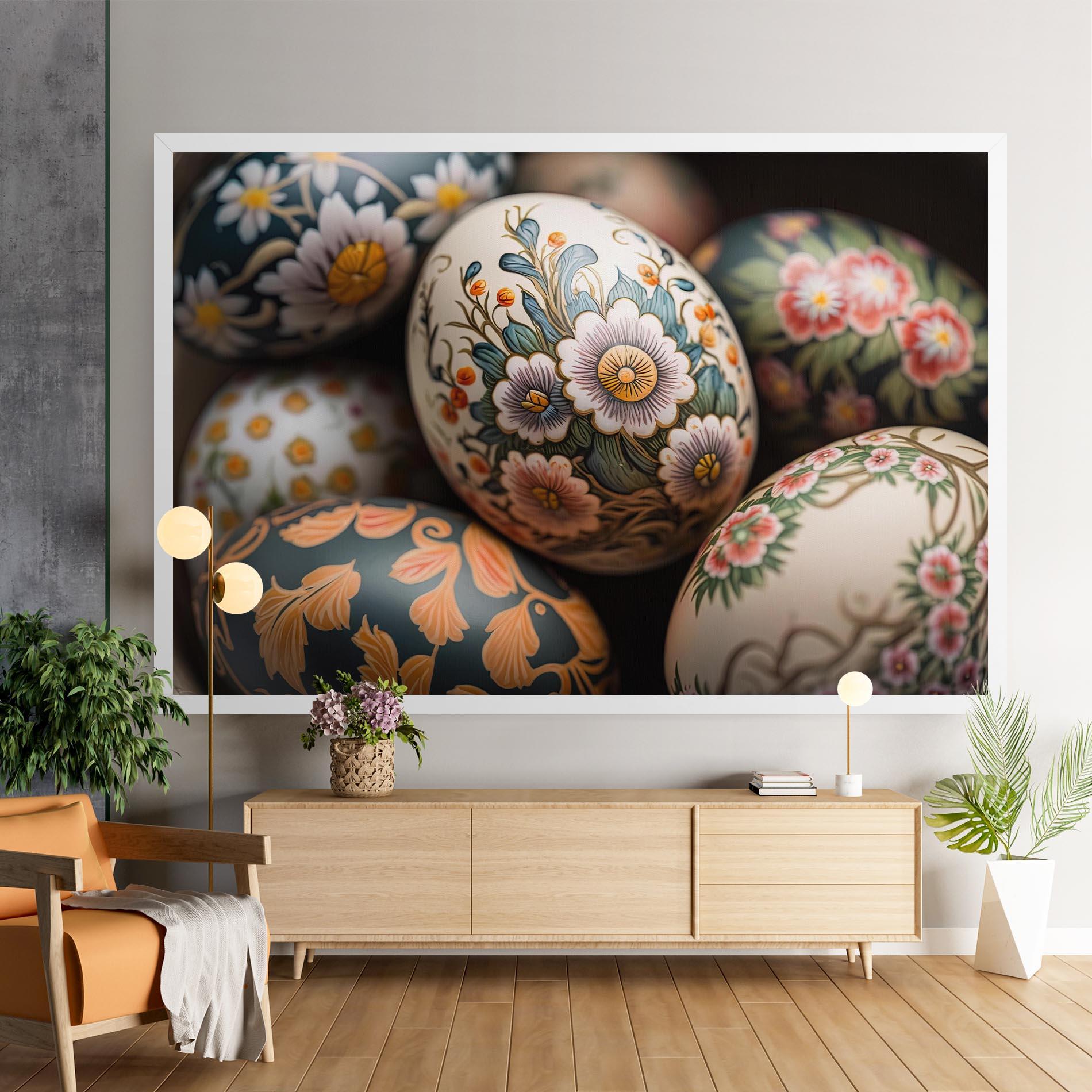 Leinwandbild Floral Painted Eggs mockup 9