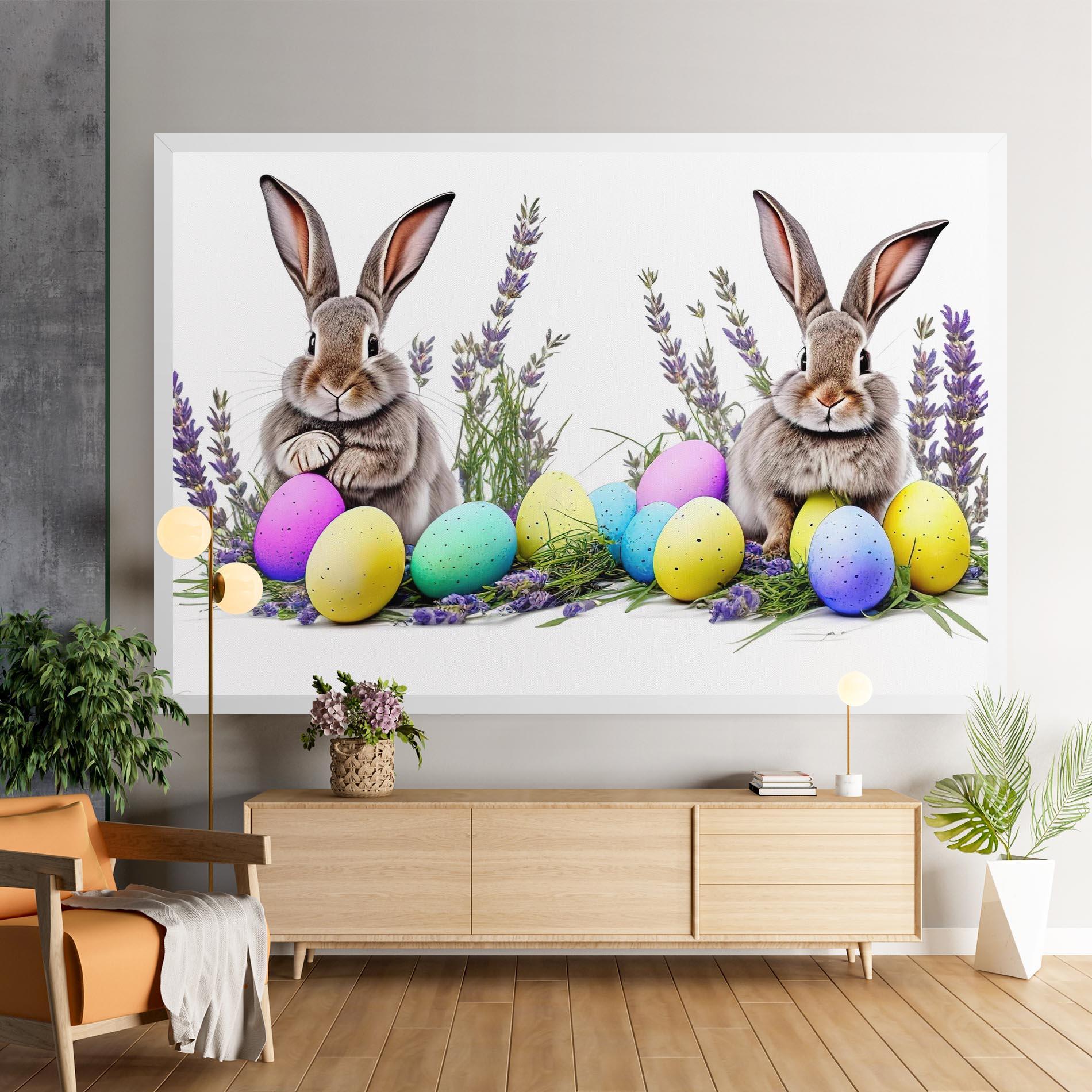 Leinwandbild Flowers Easter Bunny mockup 9