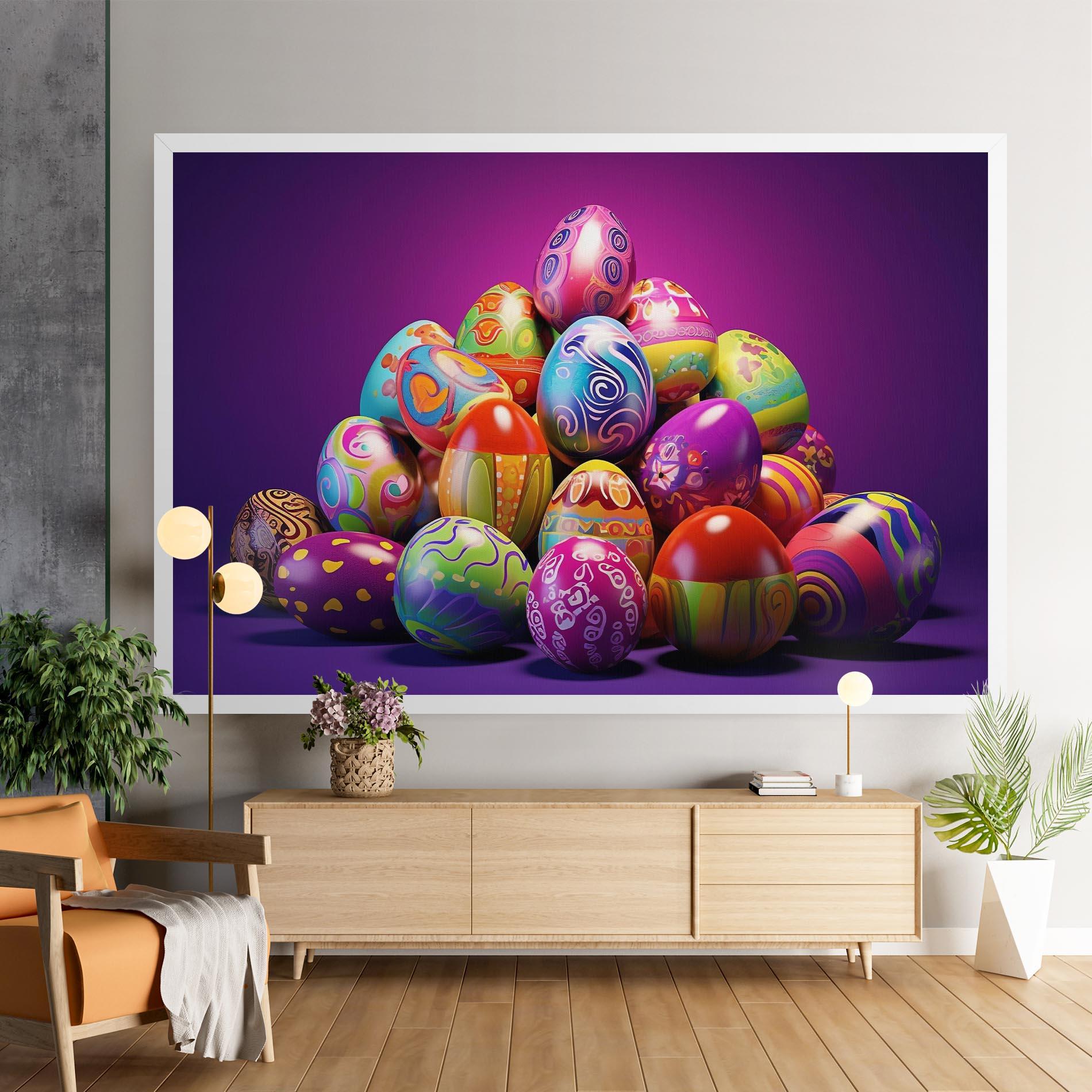 Leinwandbild Pile Colorful Eggs mockup 9