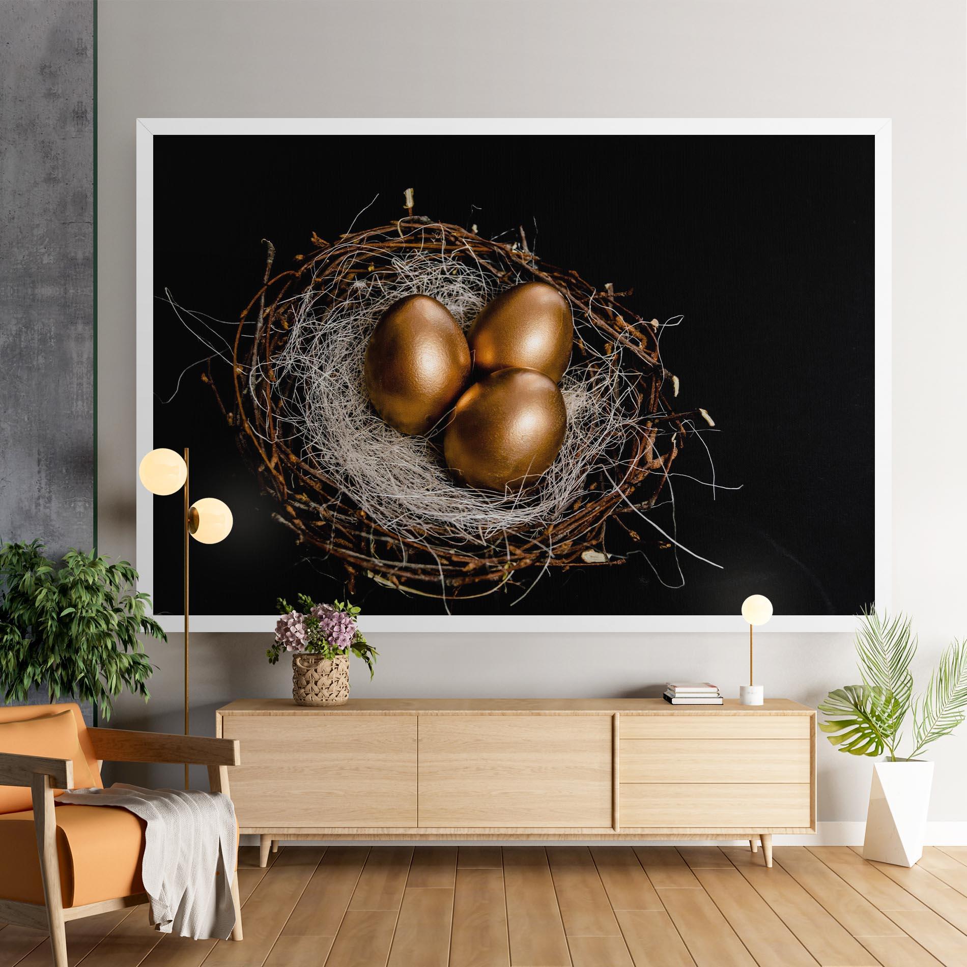 Leinwandbild Pretty Golden Easter Eggs mockup 9