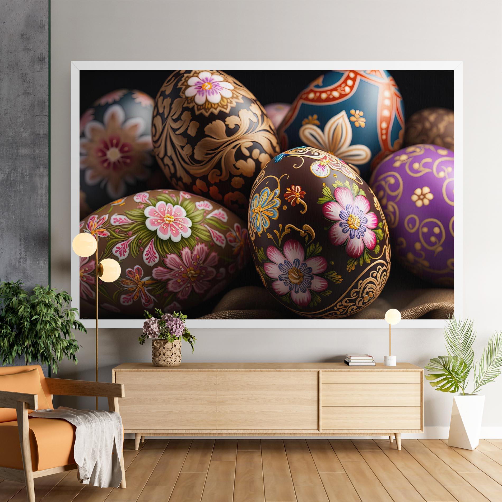 Leinwandbild Pretty Painted Eggs mockup 9