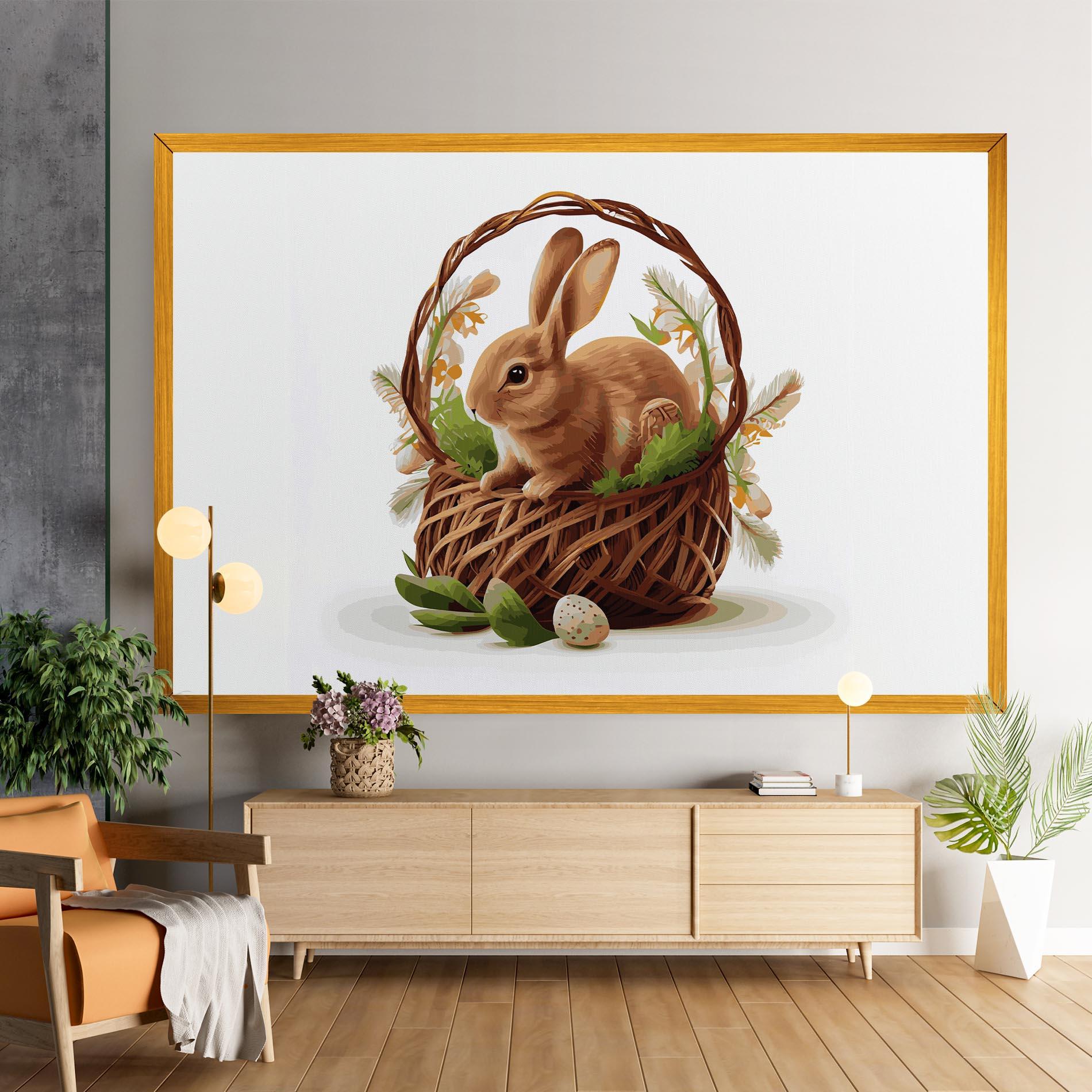Leinwandbild Bunny In Basket mockup 9