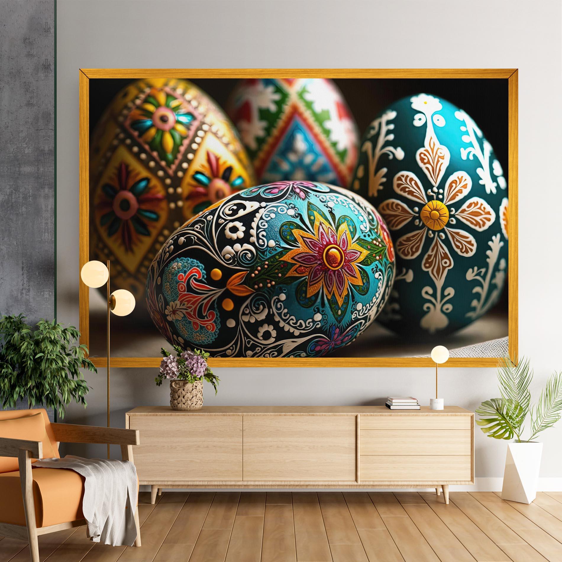 Leinwandbild Easter Eggs Ornament mockup 9
