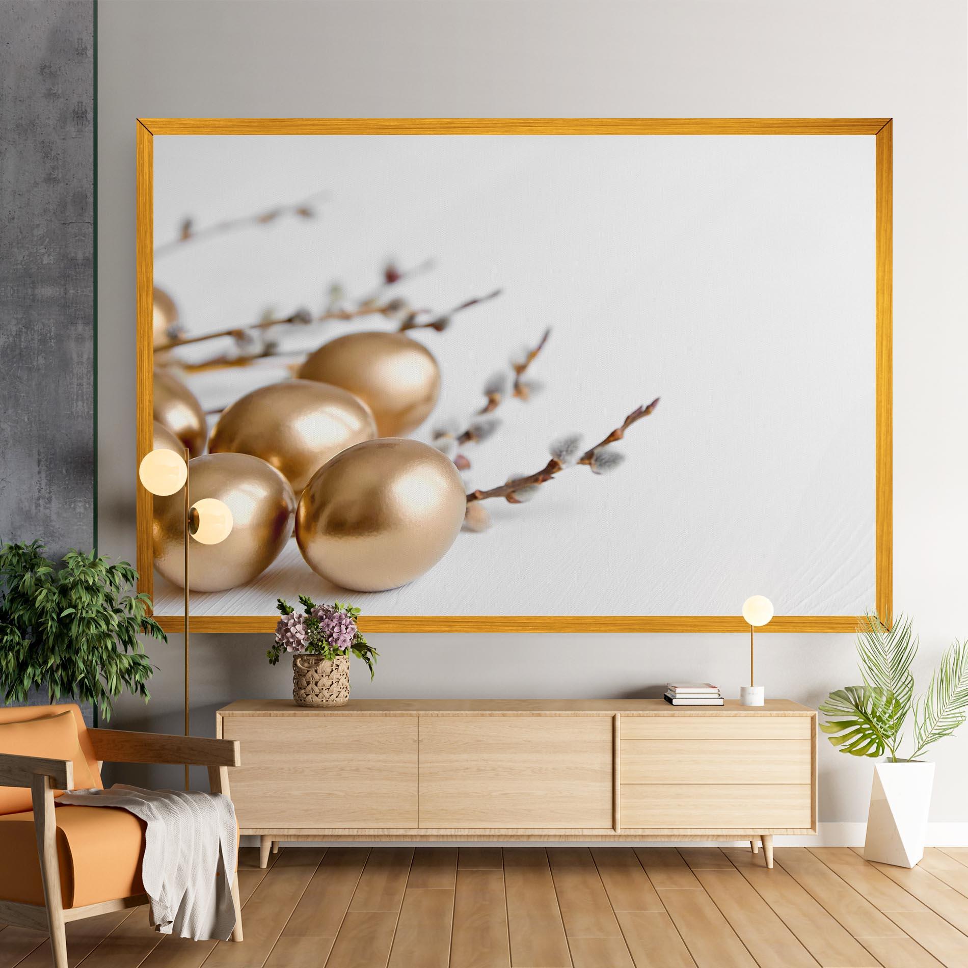 Leinwandbild Easter Gold Eggs mockup 9