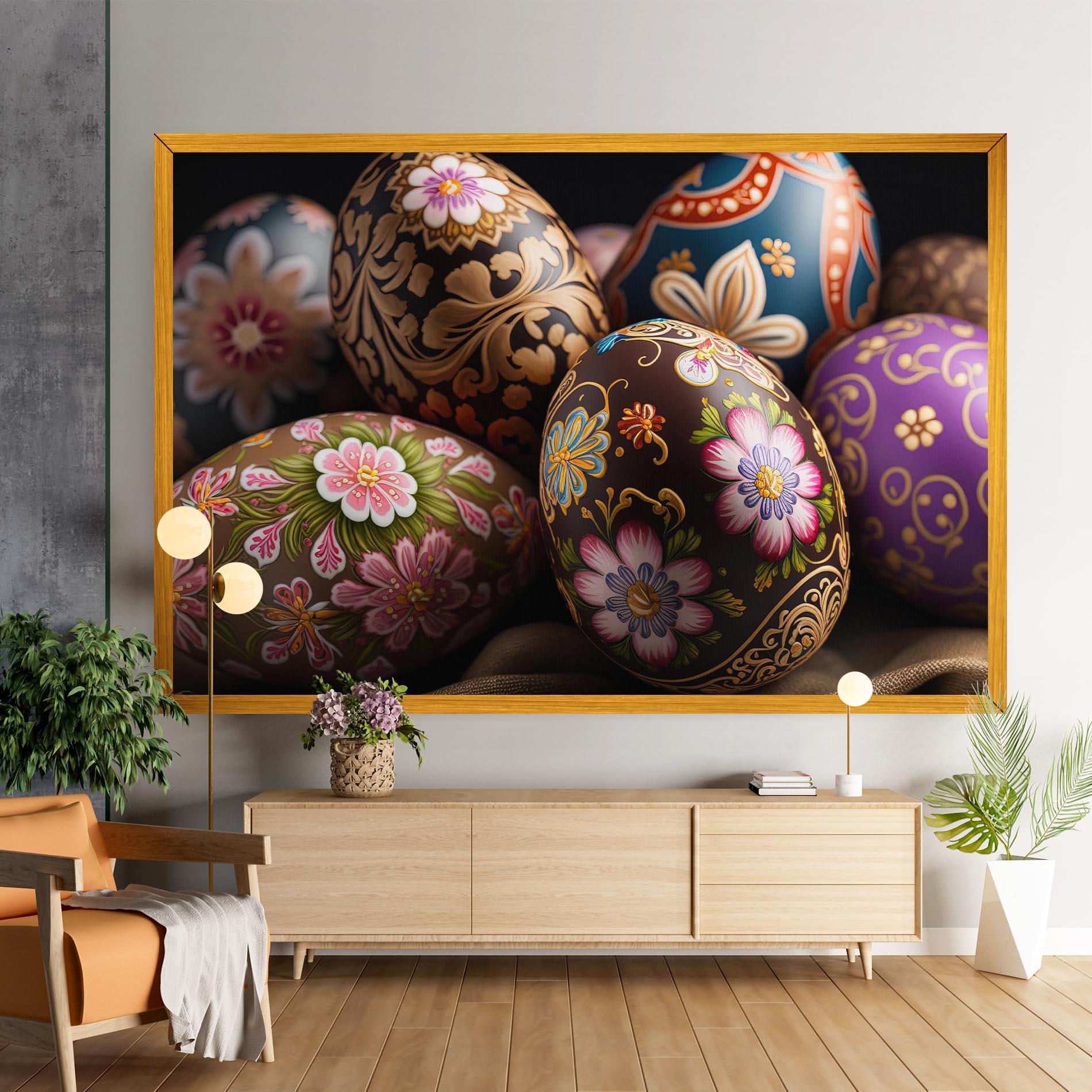 Leinwandbild Pretty Painted Eggs mockup 9