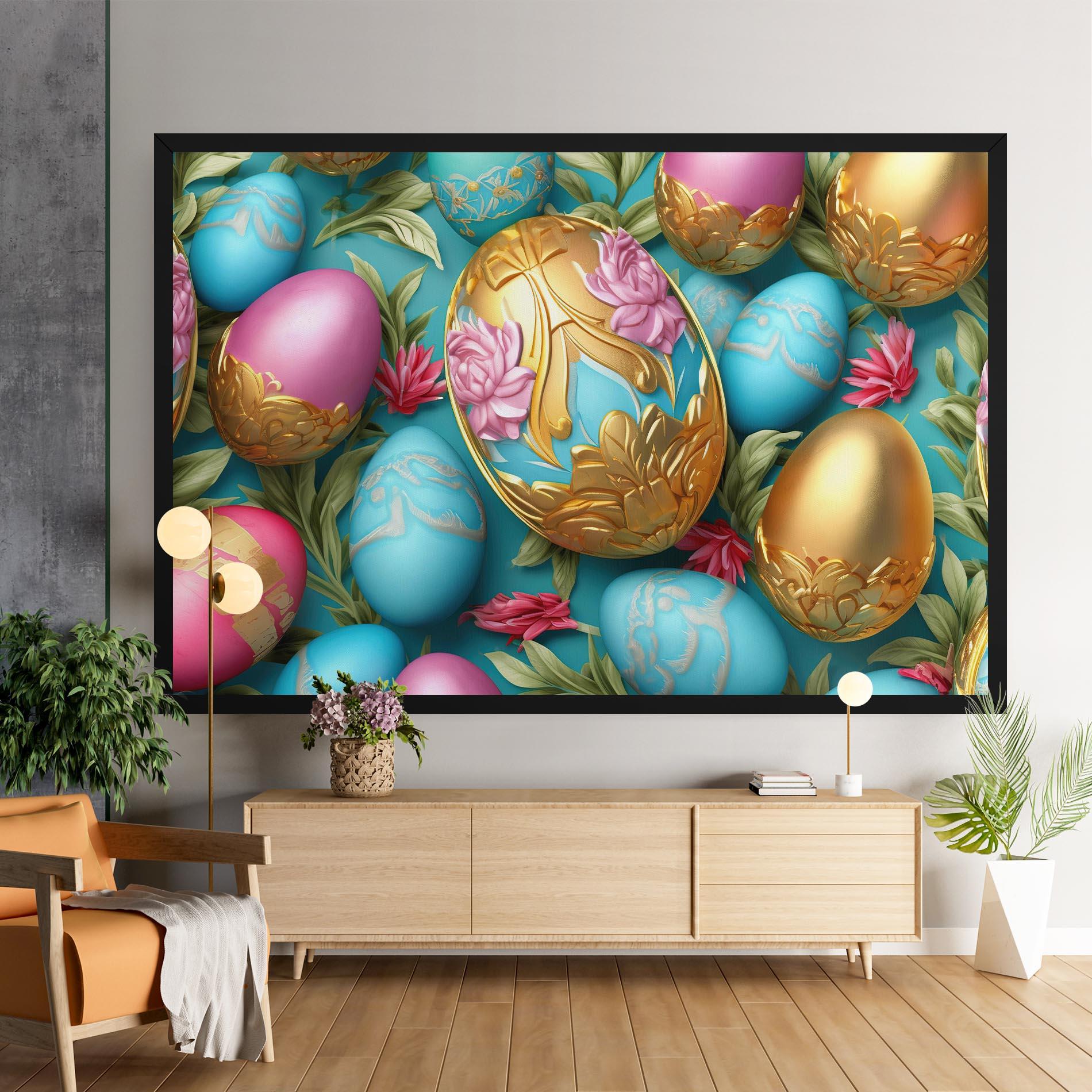 Leinwandbild Blue Pink Easter Egs mockup 9