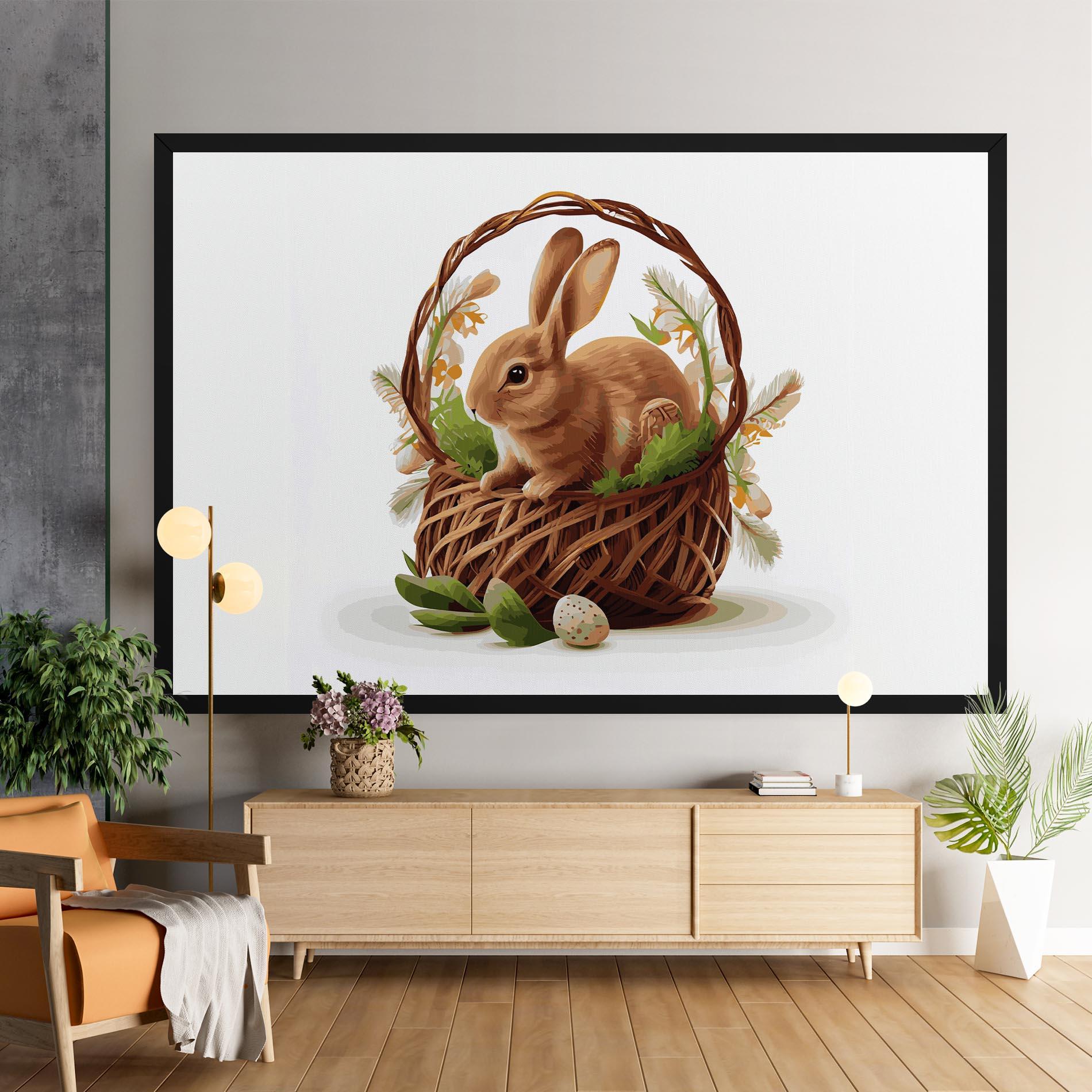 Leinwandbild Bunny In Basket mockup 9