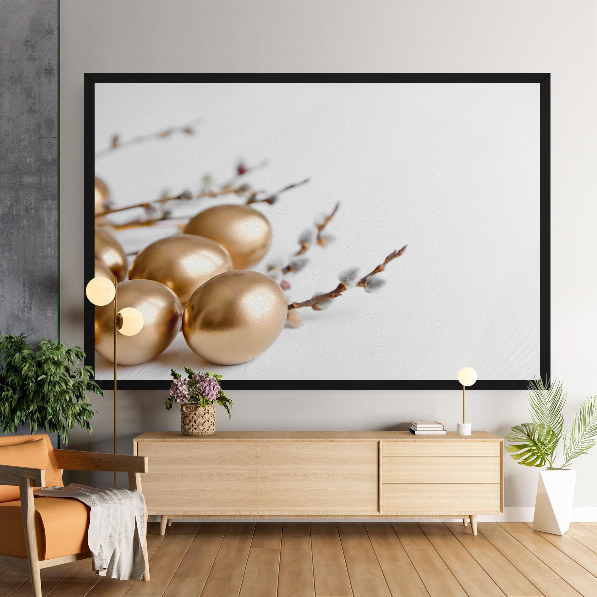 Leinwandbild Easter Gold Eggs mockup 9