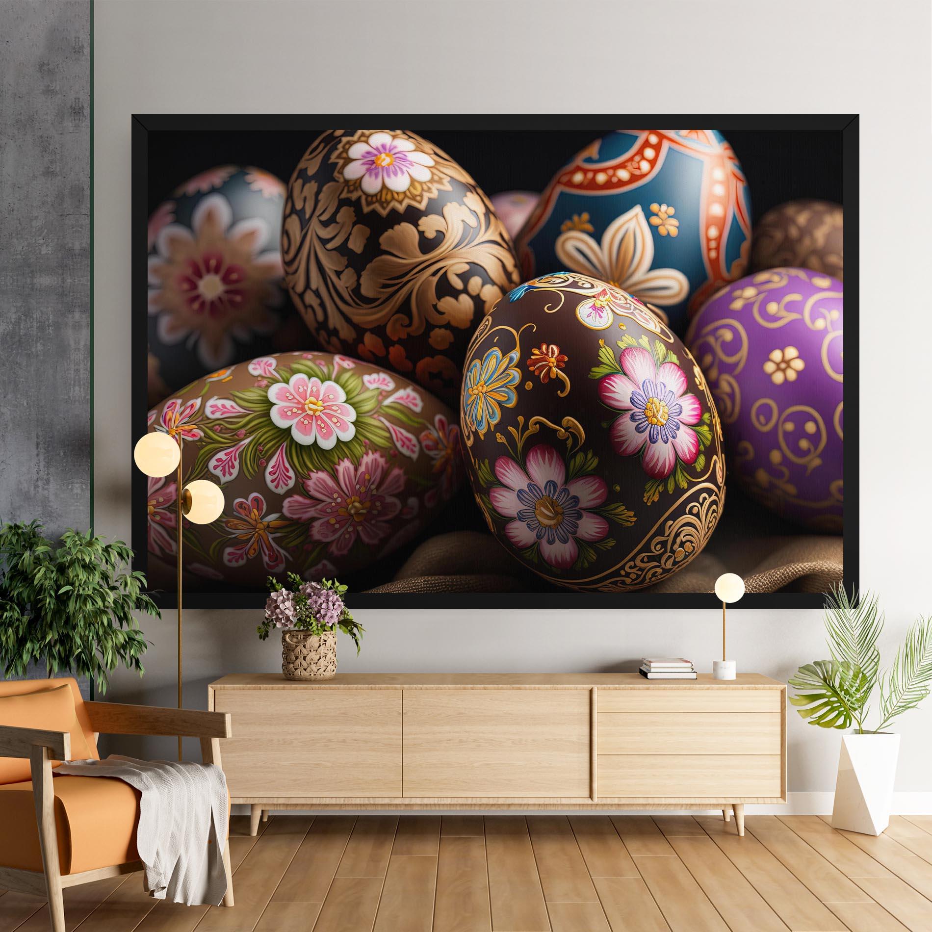 Leinwandbild Pretty Painted Eggs mockup 9