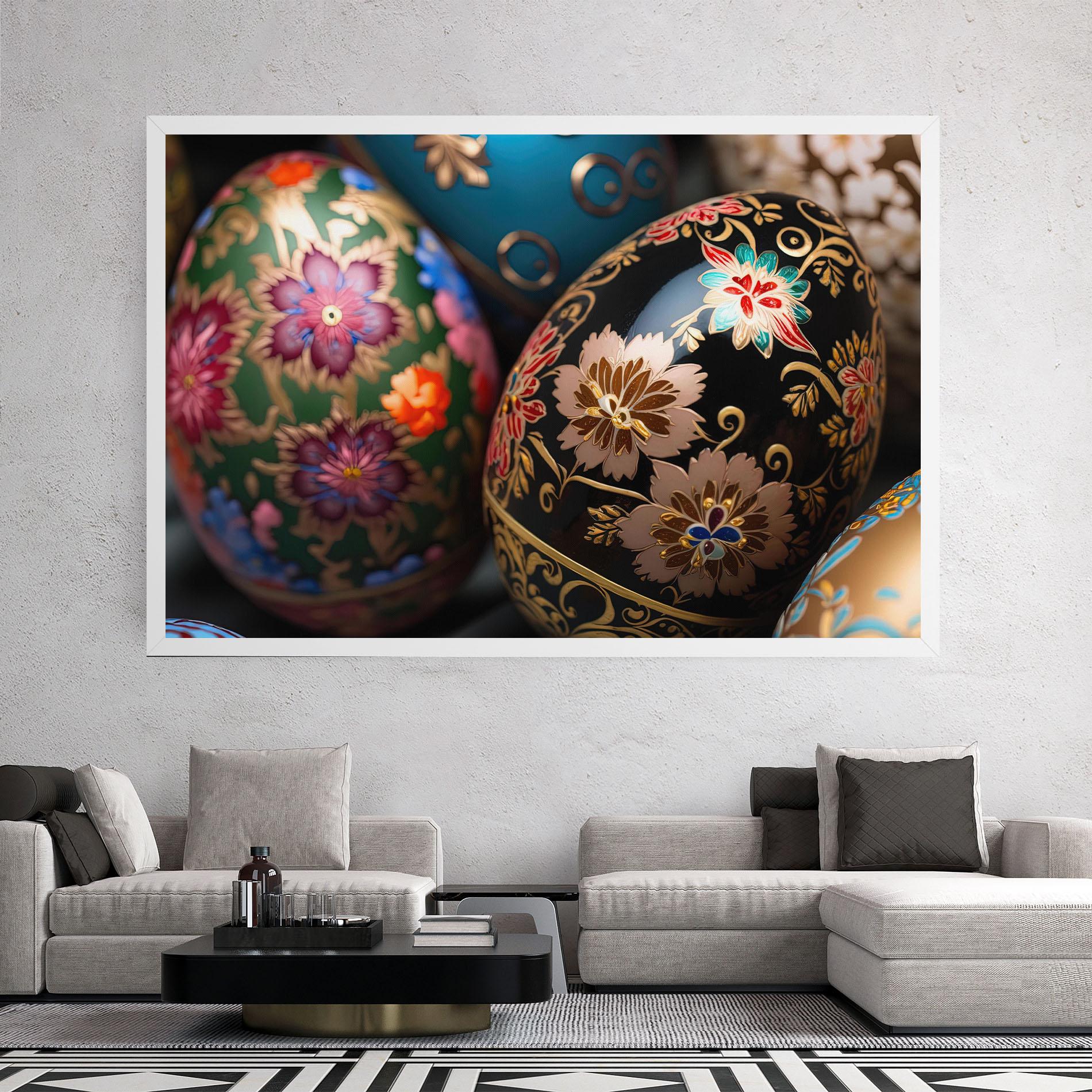 Leinwandbild Close Up Painted Eggs mockup 2