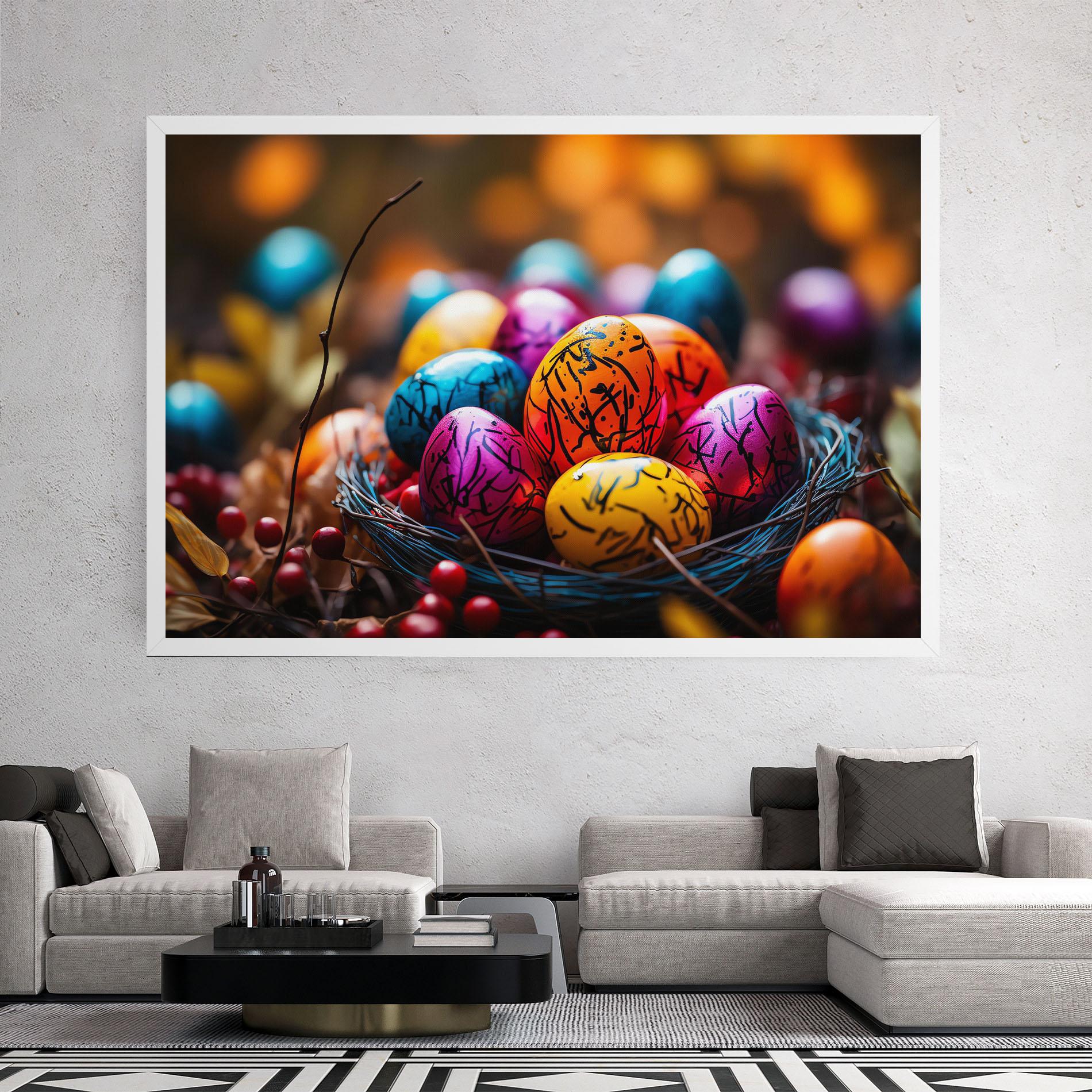 Leinwandbild Colorful Easter Eggs mockup 2