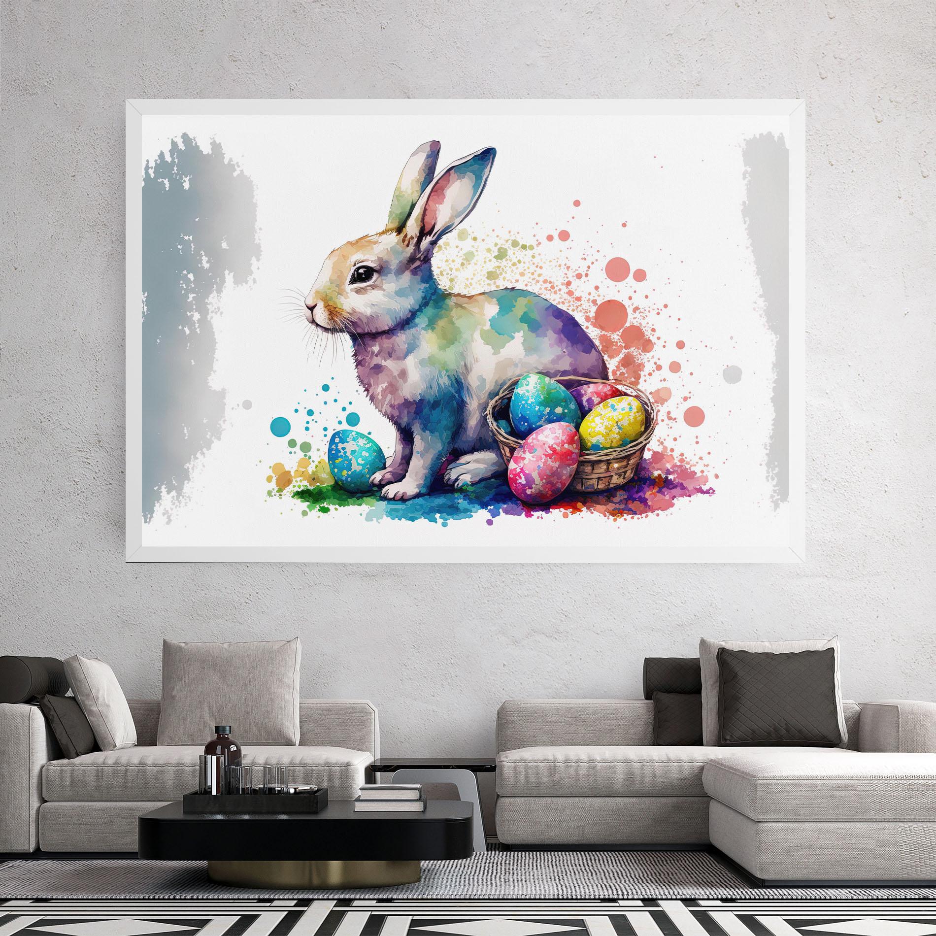 Leinwandbild Easter Bunny Watercolor mockup 2