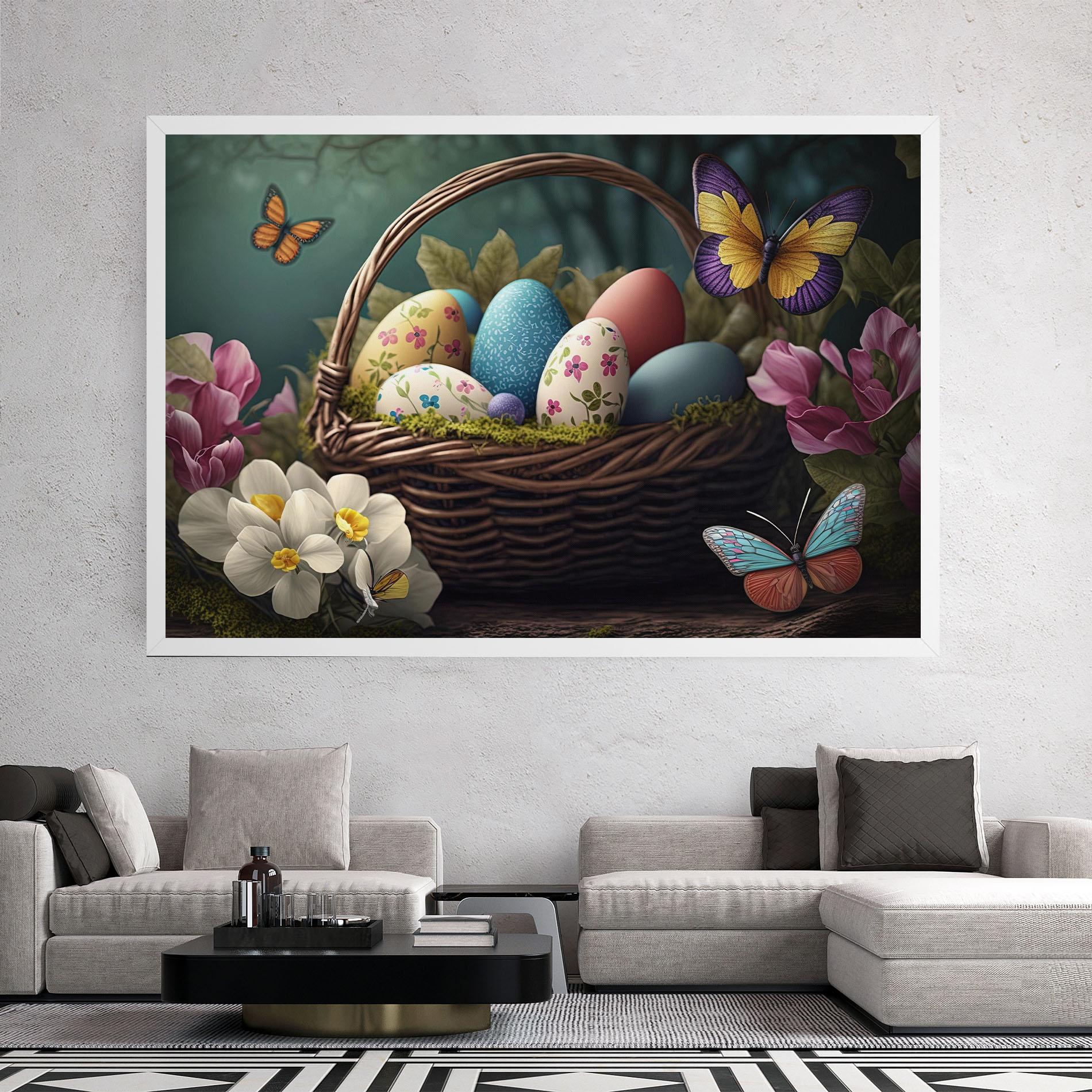 Leinwandbild Easter Eggs Butterfly mockup 2