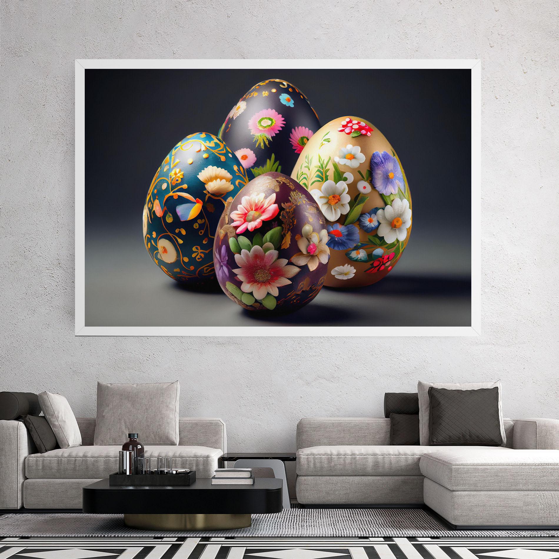 Leinwandbild Easter Egs Flowers mockup 2