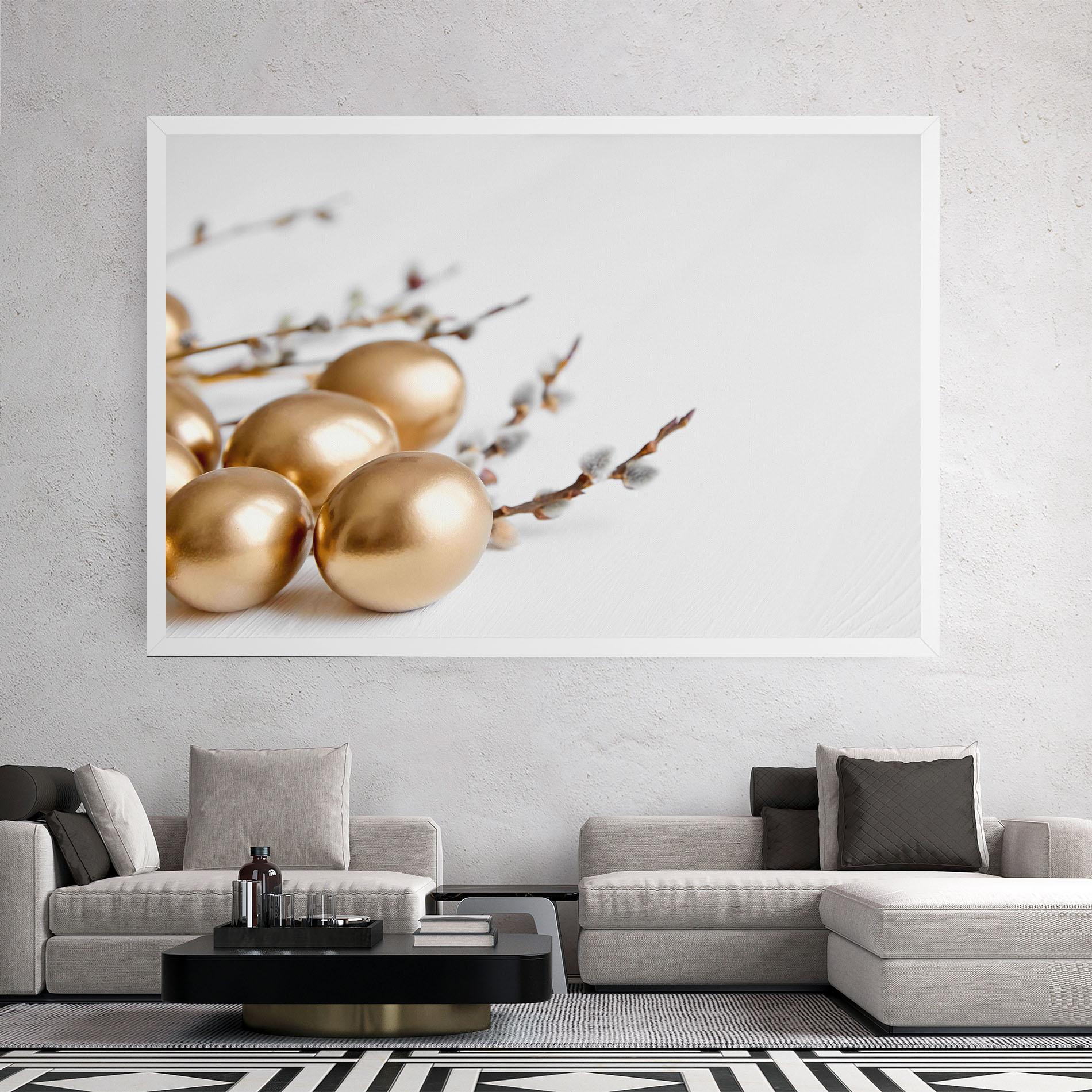 Leinwandbild Easter Gold Eggs mockup 2
