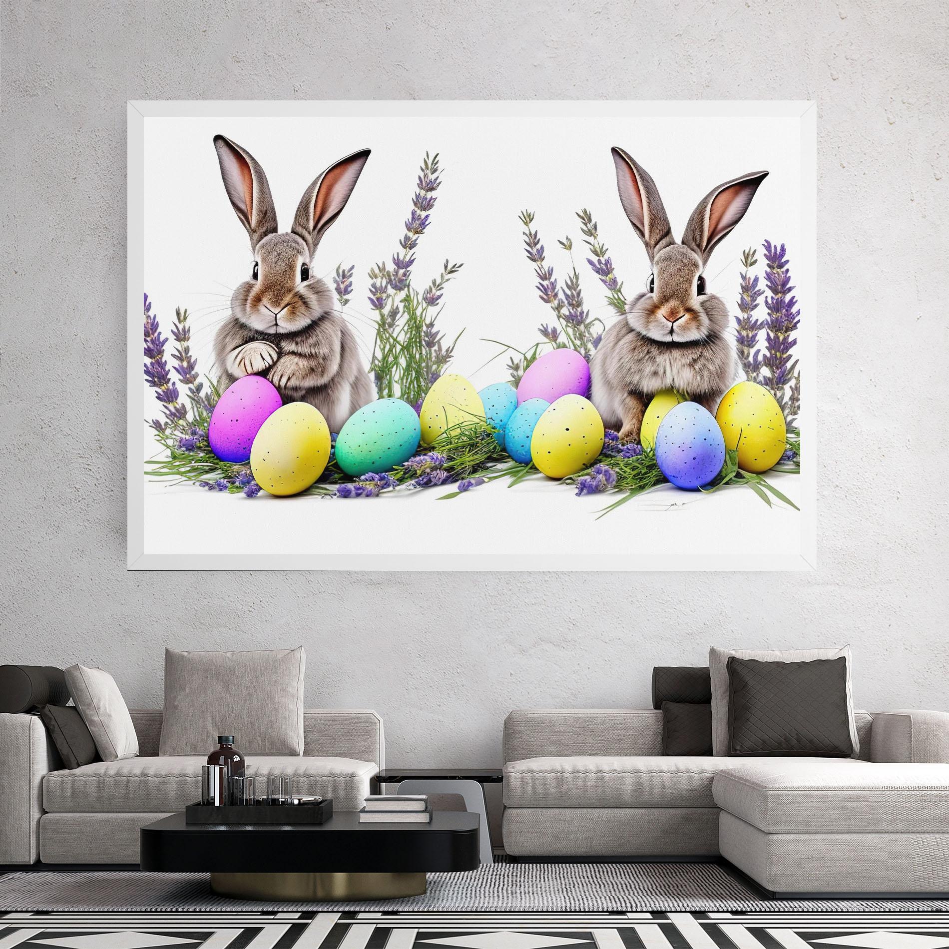 Leinwandbild Flowers Easter Bunny mockup 2