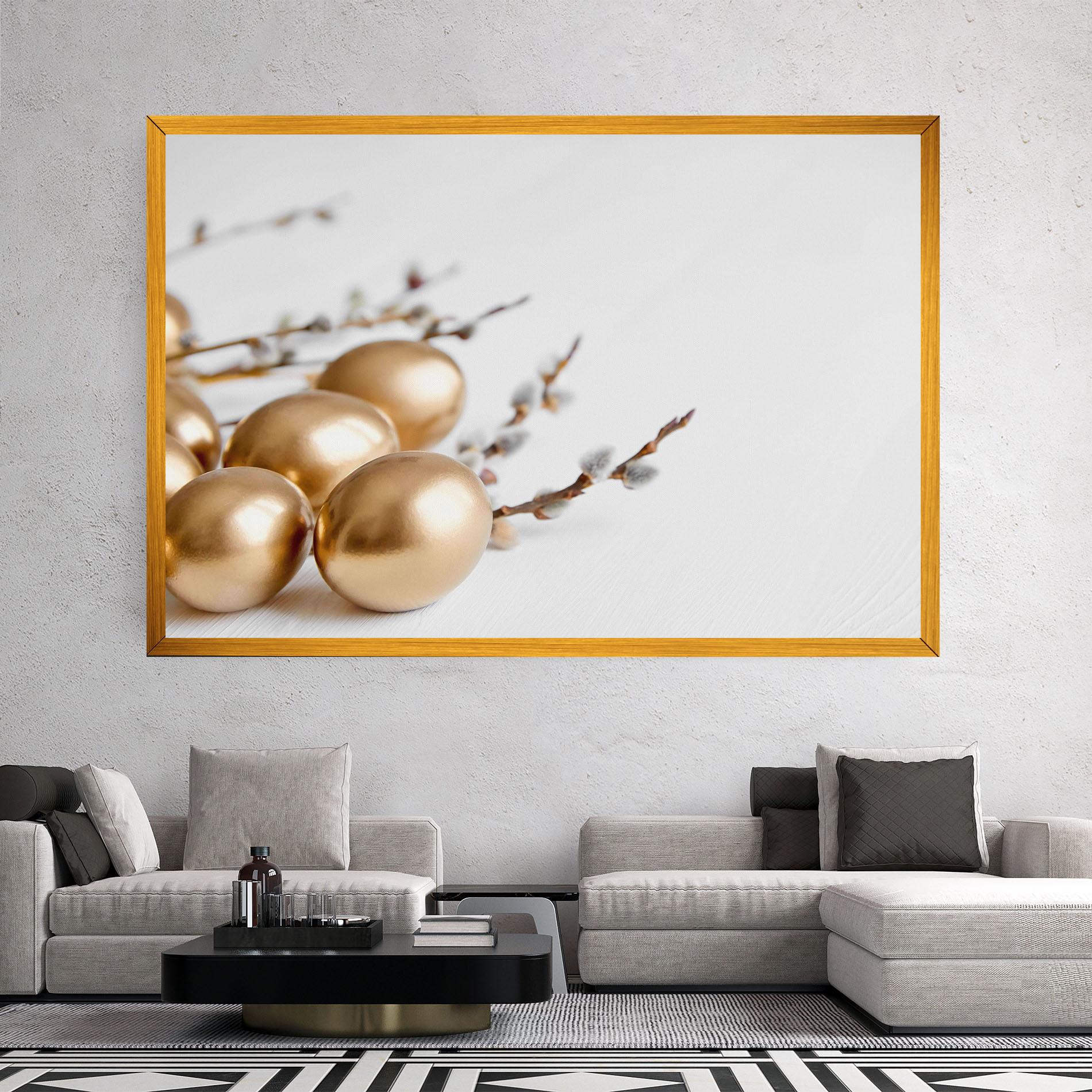 Leinwandbild Easter Gold Eggs mockup 2