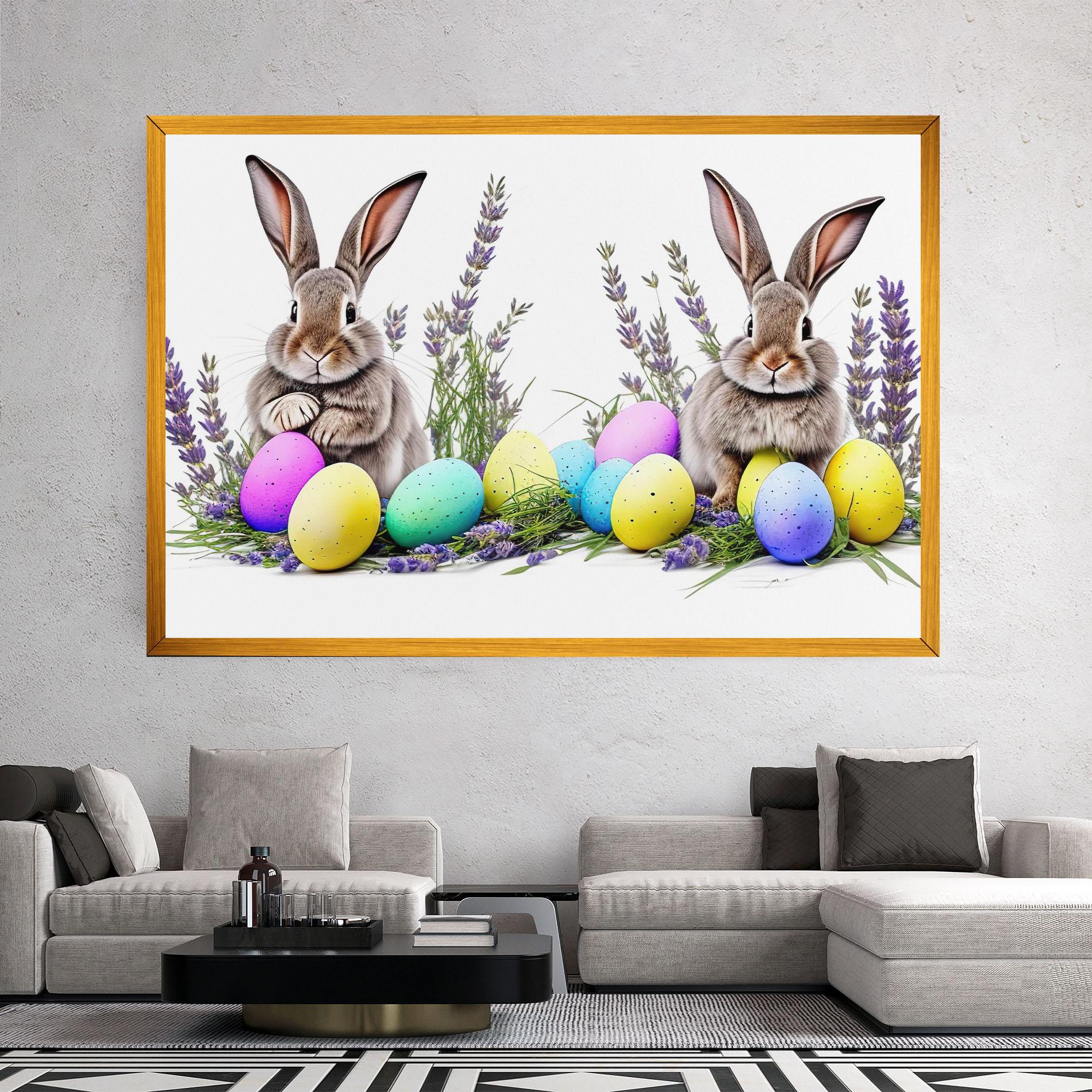 Leinwandbild Flowers Easter Bunny mockup 2