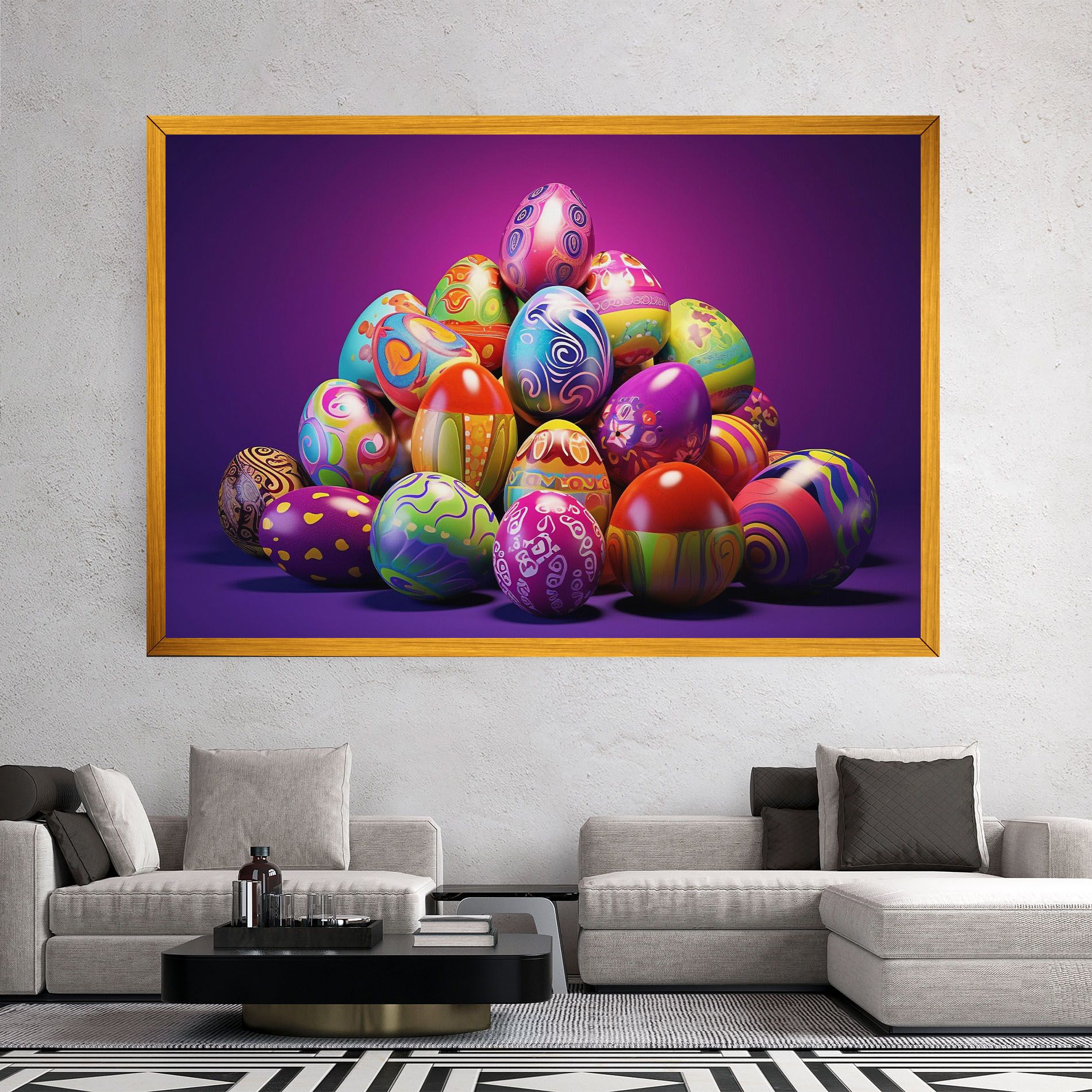 Pile Colorful Eggs mockup 2