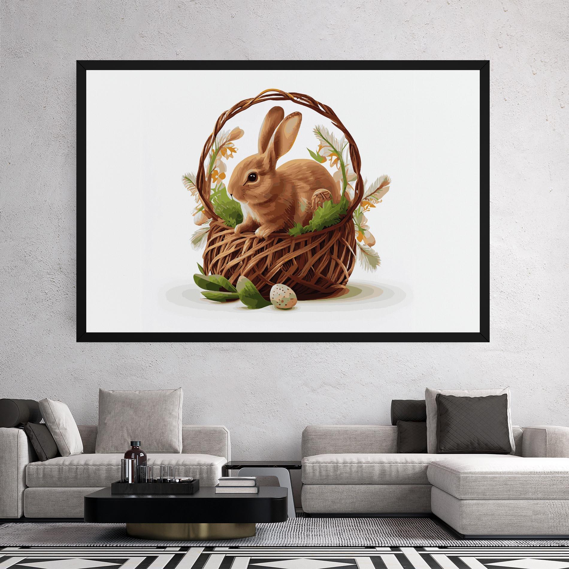 Leinwandbild Bunny In Basket mockup 2