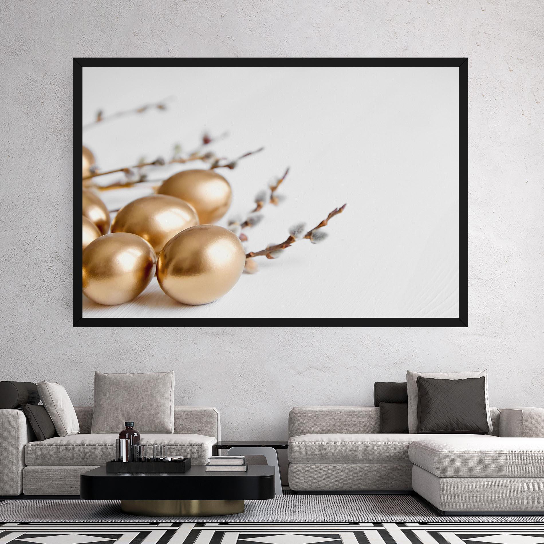 Leinwandbild Easter Gold Eggs mockup 2