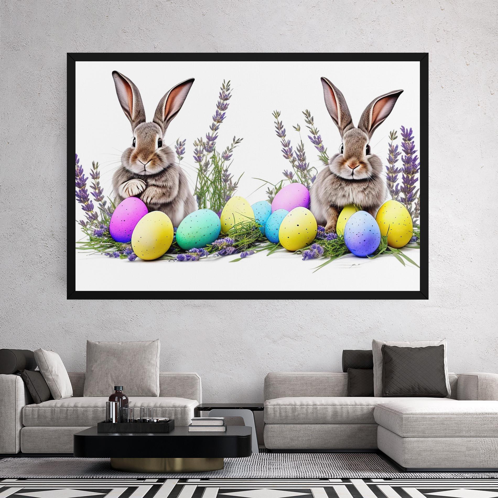 Leinwandbild Flowers Easter Bunny mockup 2